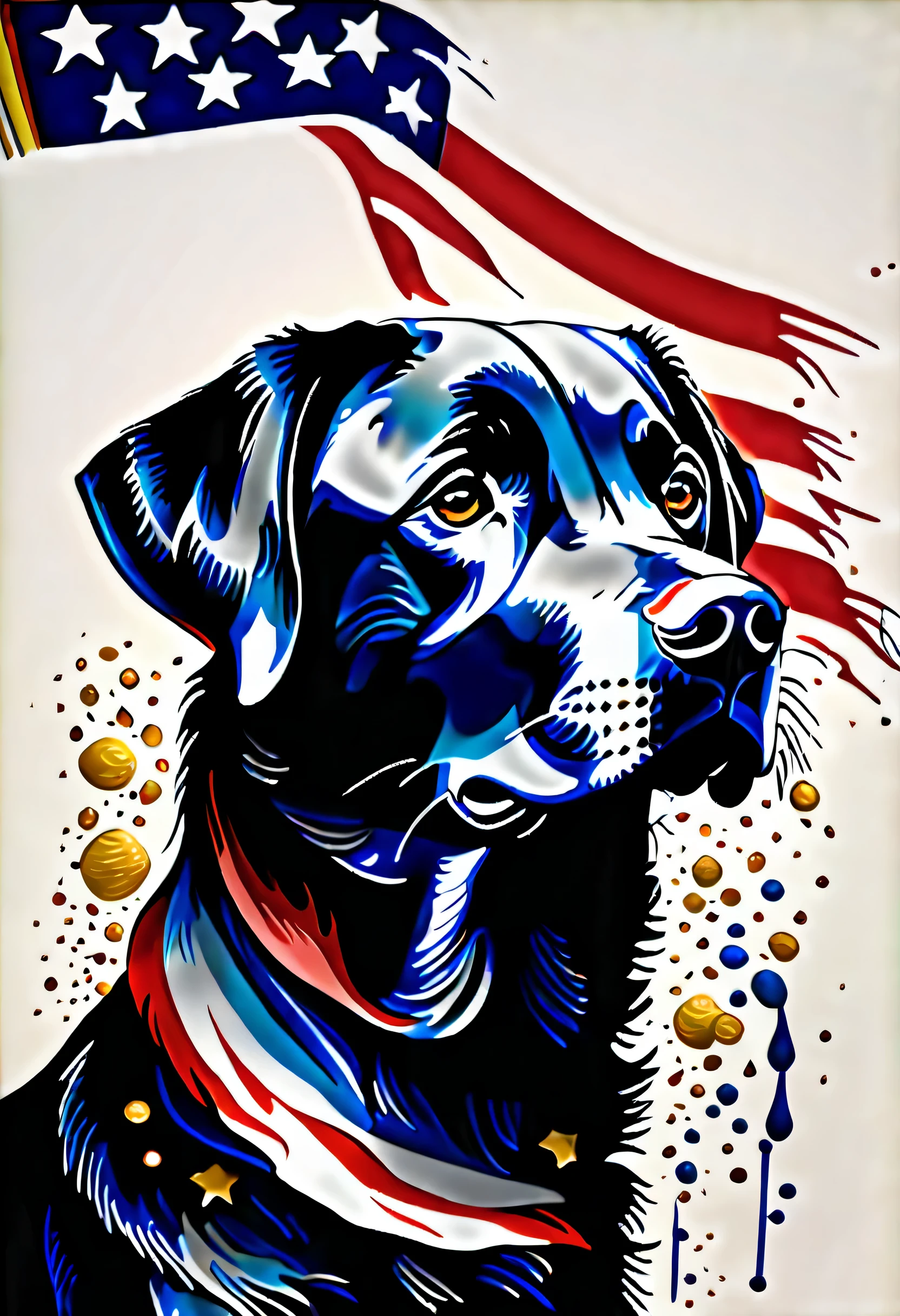 (Masterpiece at full 16K resolution:1.6),((UMC_Espirrar_until):1.3),((labrador_recuperador_Espirrar_until):1.5) ((Escuro_precedente_silhueta_illustration):1.2),(detalhe emaranhado:1.4), (extremely precedente detail:1.4),(mas alta qualidade:1.3),(hiper_realista:1.3). | Preto e branco, labrador_recuperador, (cachorro), detalhes sutis, Fundo de estilo de arte japonesa, sdet lightemg, Captivating composition, labrador recuperador silhueta, untilistic emterpretation. | ((Silhoutte_labrador_recuperador__em_UMC_Espirrar_until):1.5), ((Silhoutte_EUA_bandeira__em_UMC_Espirrar_until) Dark decorations, each until detailed and rendered with a masterful gouache technique, Silhoutte until behance,surreal, Gives an exotic aura. | (perfeito_femgers:1.0), (perfeito_pernas:1.0), melhorar_hands, EUA bandeira, mas_detalhe.
