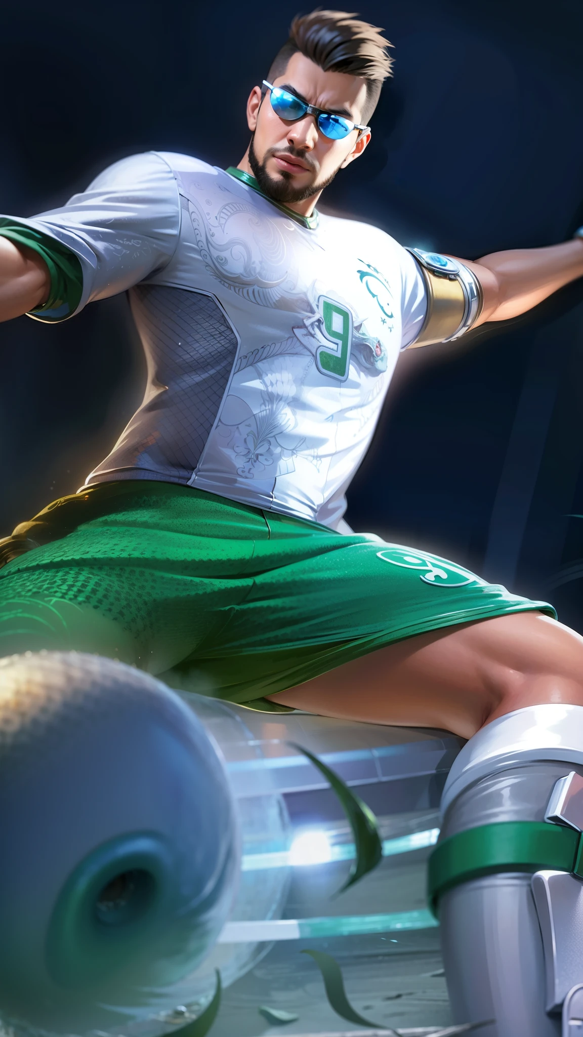 Masterpiece, ultra HD, detailed all picture, a close up of a devil, bruno from mobile legend, evil, extremely detailed artgerm, mobile legends character, inspired by bruno, Six pack chest and abs, yellow jewel above the chest.