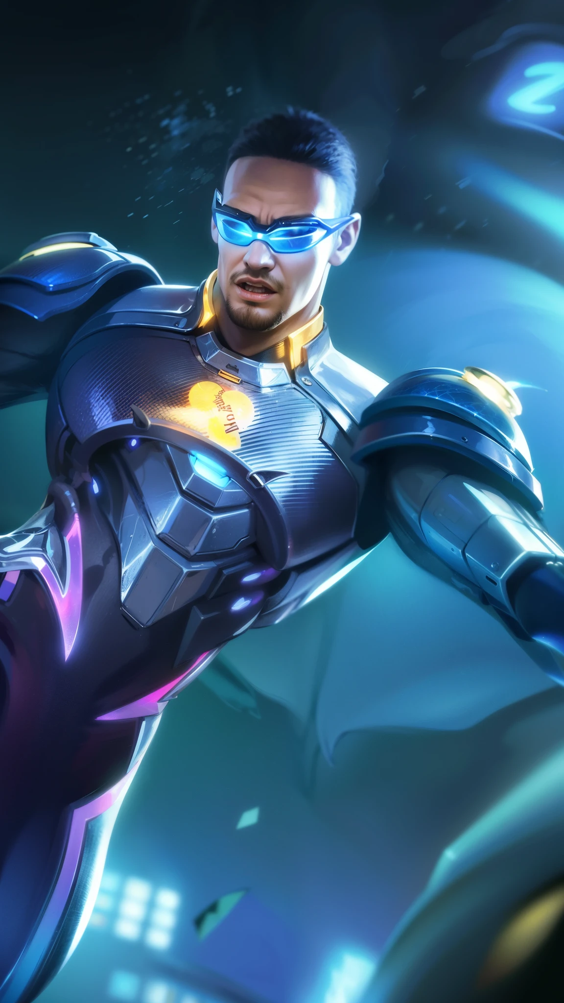 Masterpiece, ultra HD, detailed all picture, a close up of a devil, bruno from mobile legend, evil, extremely detailed artgerm, mobile legends character, inspired by bruno, Six pack chest and abs, yellow jewel above the chest.