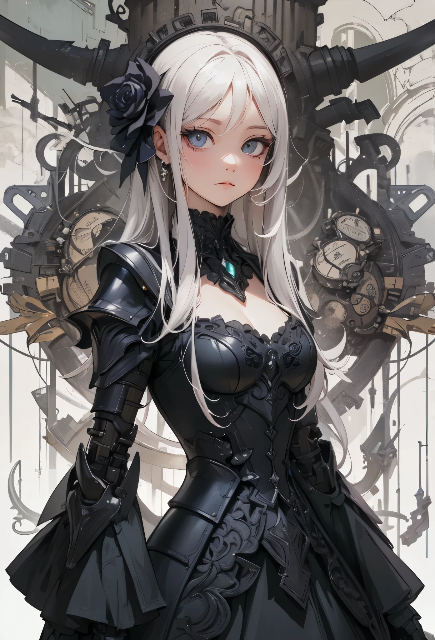 ((Highly accurate drawing in every detail)Extremely precise depiction)[High resolution],(detailed illustrations,とてもfineで緻密な描画,Delicate drawn lines with tempo,Realistic texture expression),[color traced main line],[Ruins of a super-ancient civilization],[ANIME] (MACHINEAlice Beauty 16 years old) straight long hair [AUTOMATON],([Black Rose] black dress) (Cyber Alien Armor [Through the material]) [caltrop] Lock [Titanium alloy] [[Through the material]],Cybernetic Gothic Lolita [clear lenticular iris],(intricate and beautiful decoration [Dense detail]),(Fine and beautiful skin expression [transparency]),Precisely drawn eyes[完璧な目のdetailed(Iris drawn in minute detail)(Beautiful eyes like jewels)],[eyes light[Pinpoint lighting for the eyes]],[long and beautiful eyelashes],[precisely drawn hair [美しく艷やかな髪のdetailed]],(完璧な手のdetailed [Beautiful fingers with no damage [beautiful nails]]),(perfect anatomy(perfectly balanced proportions))[[full body portrait]],[[Design built to the highest level]][ideal color coordination(Accurate simulation of light and material interactions)],([Precision Detail](detailed,高fine)),[Visual art that tells a story],((highest quality)fine[[High density drawing]])(4K Quality).