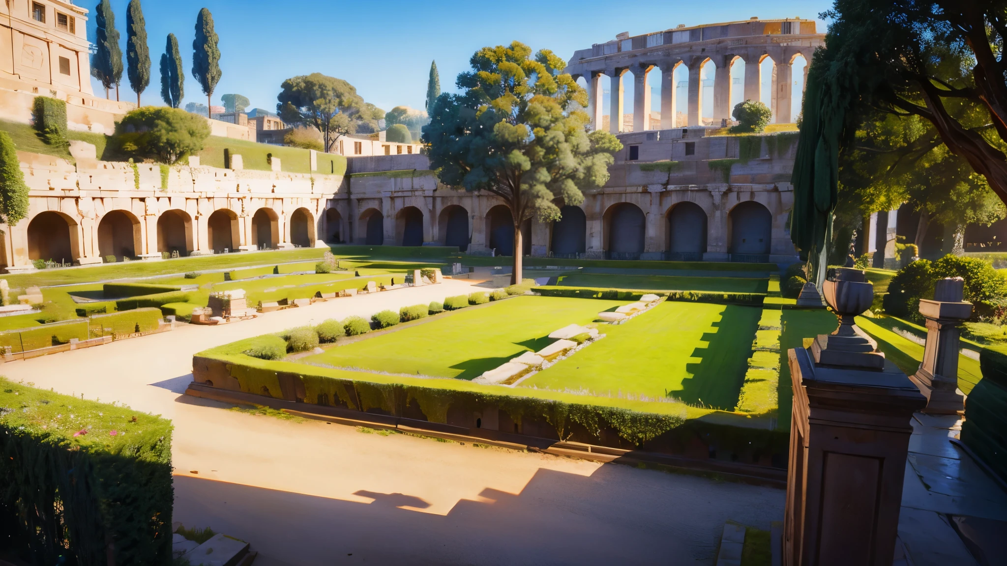 View of the gardens of ancient Rome