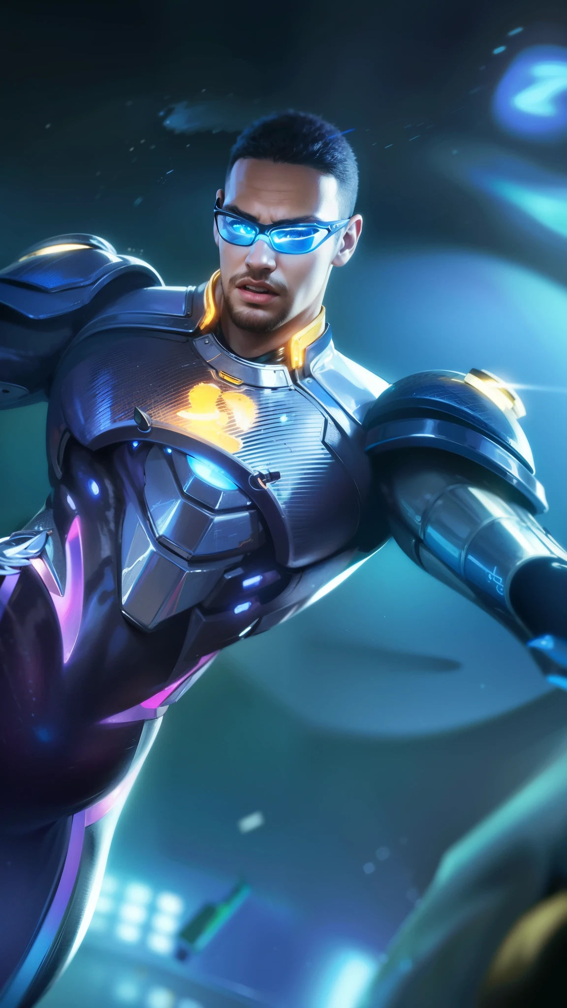 masculine male, masterpiece, ((perfect eyes)) best quality, (semirealism:1.9), beautiful lighting, (extremely detailed CG unity 4k fhd wallpaper), High Detail, Sharp focus, dramatic outdoors, 1 boy ,30 years old, brown short hair, blue eyes.