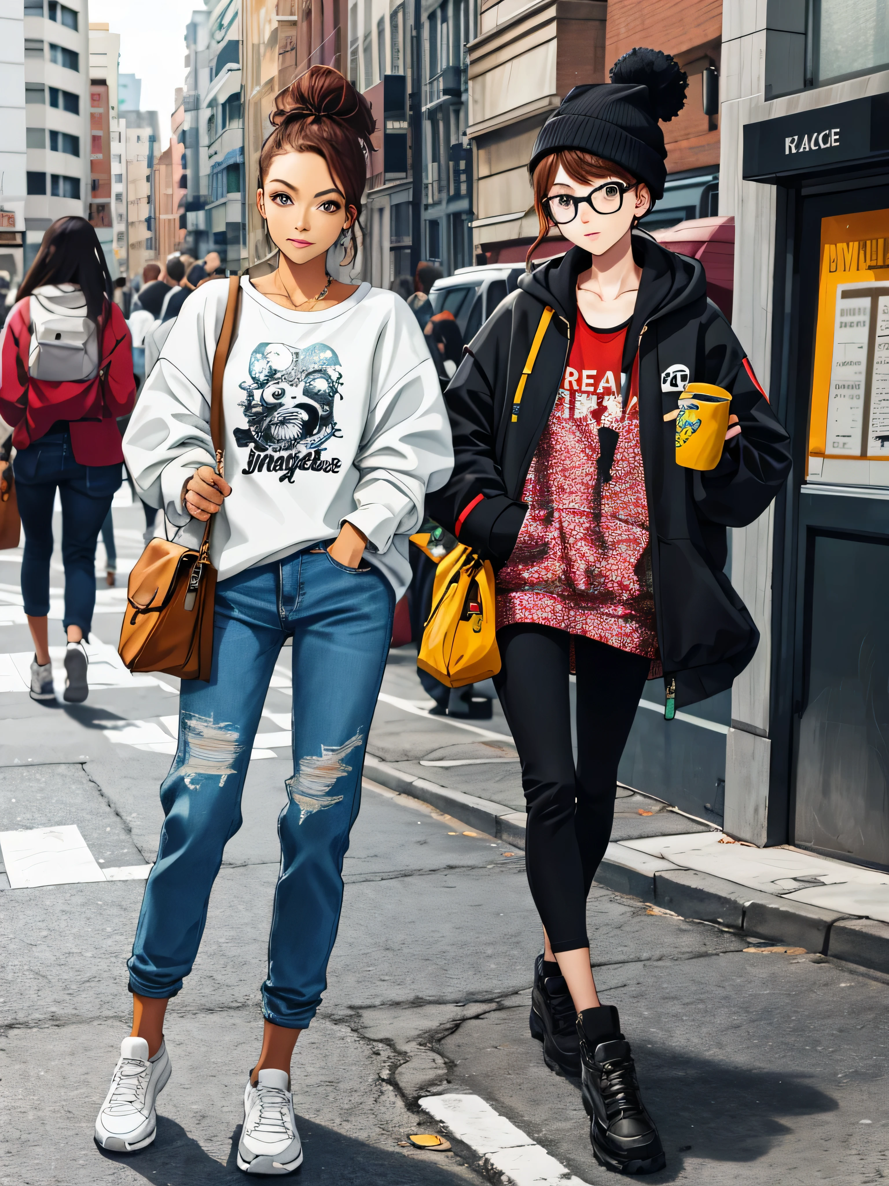 Beautiful woman in insanely intricate Street Style Cool Outfit