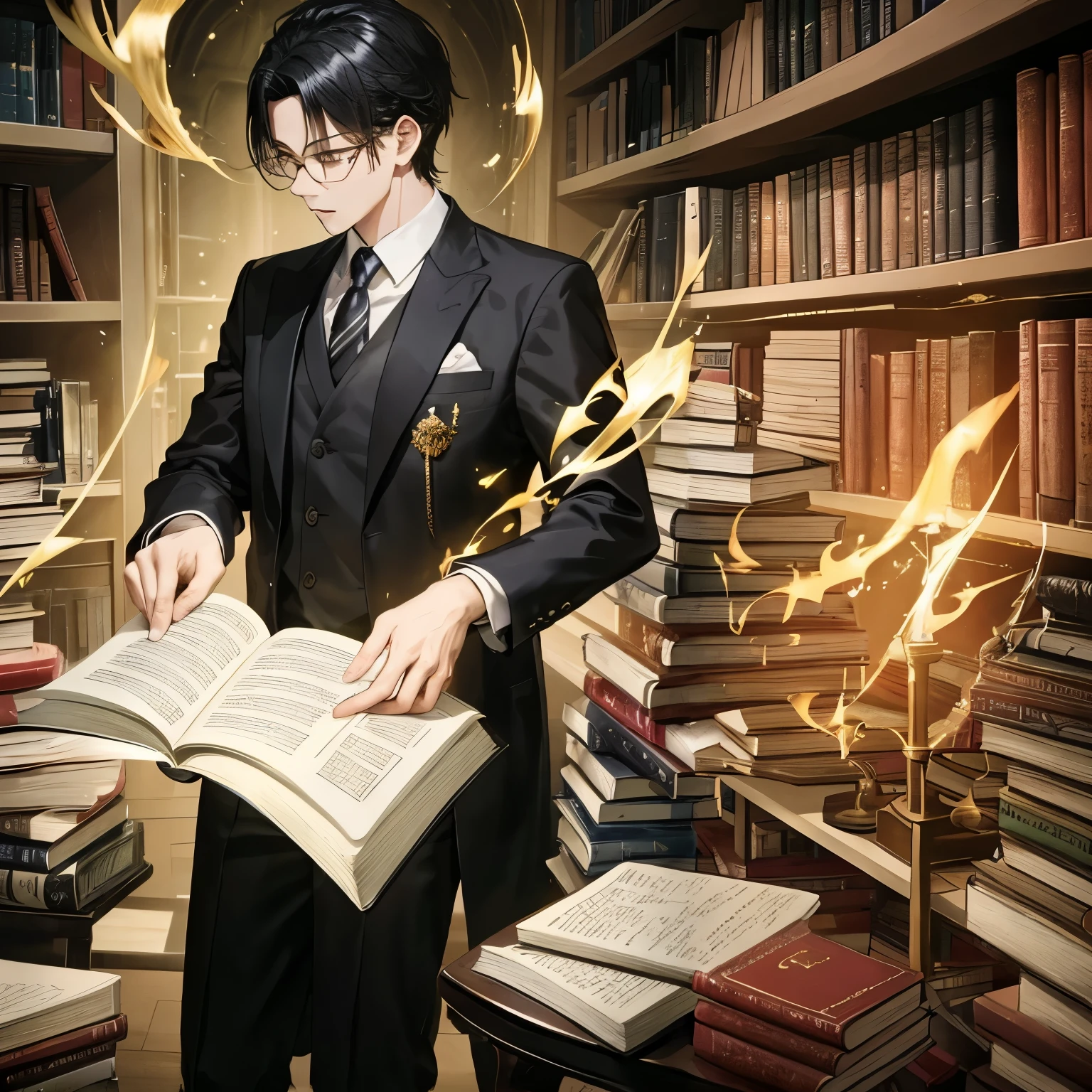 Arafad image of a man in a suit reading a book, he is holding a large book, holding books, With books, book portrait, holding a huge book, Dramatic pose for reading a spell book, critical art, papers and books, library background, Holding a book, book in hand, alchemist library background, holding a spell book, Holding a stack of books