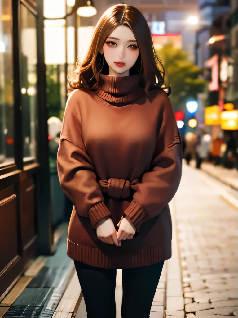 best qualtiy,tmasterpiece,超A high resolution,RAW photogr,Loose perm hair、arms in arms、japanes、Loose perm hair、long、Brown hair、smil、arms in arms、professional photograpy、Same skin type as humans、Female proofreading of Japan from head to foot、Blur the background、Draws faithfully to anatomy、Very detailed and beautiful、Ultra-high image quality、Hair swaying and sexy、Very detailed beautiful girl、Hair to the shoulders、Sweaters、cafes、tea shop、head to waist、
