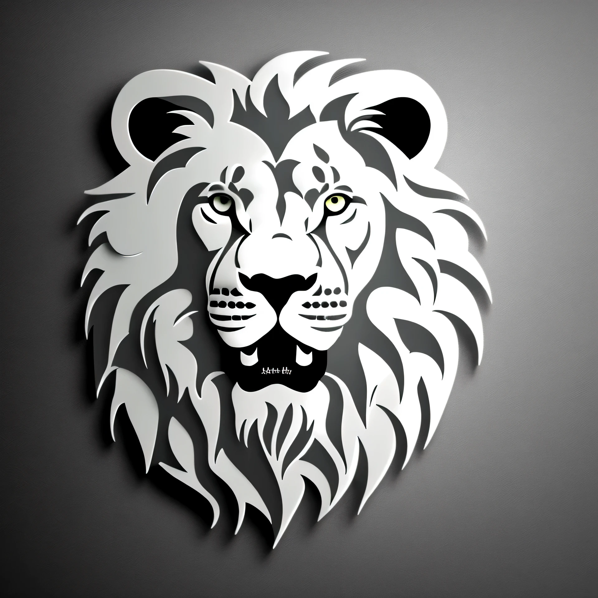 Create Logo with lion head image in white and black background 