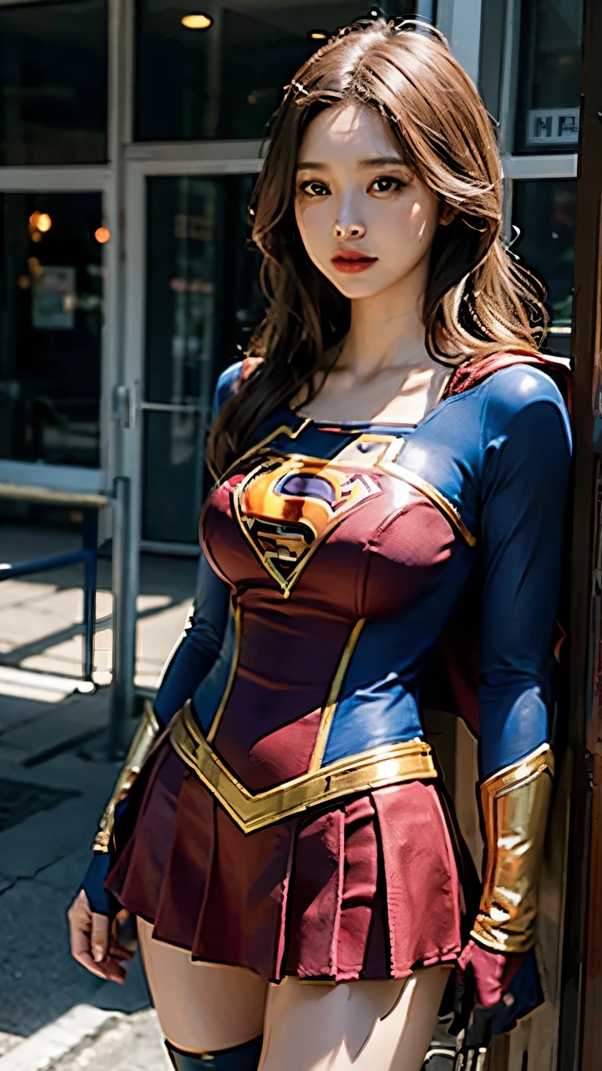 Woman body set big breasts, Supergirl costume dress