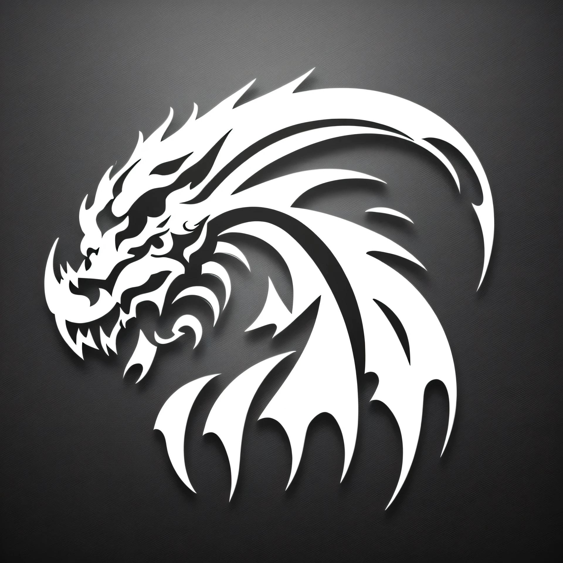 ::style vetor, vectorized logo of a white dragon, soon in (((rounded shape))), with white and gray colors/blackw, white outlines and backgrounds, ::n_style image background, Deformations in the logo, animated cartoon, anime white background