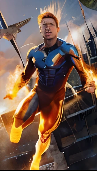 The human torch flying 