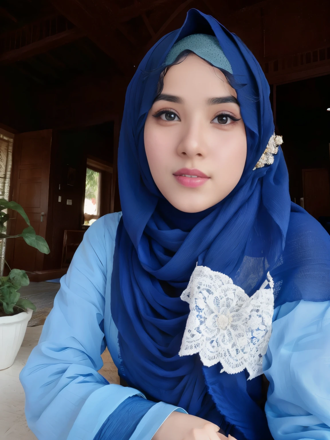 arafed woman wearing a blue hijab and a blue bikini, hijab, potrait, handsome girl, siya oum, shawl, lovely woman, with lovely look, traditional beauty, with blue skin, close up potrait, protrait, inspired by Naza, old picture, profile pic, faridah malik, student, beautiful lady, full protrait