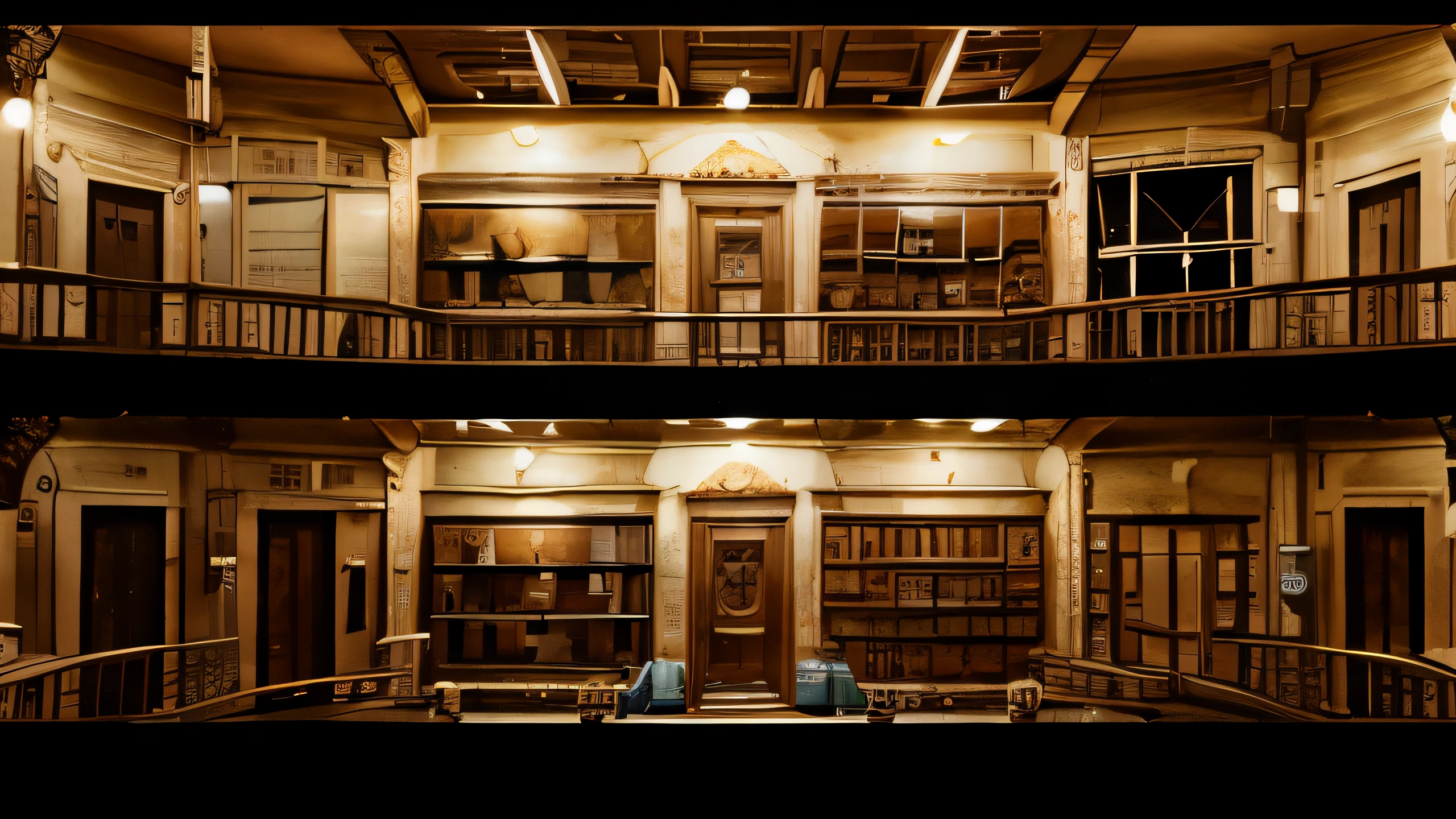 film set, giallo movie stil, film still, dslr, haunting film set, 16:9 aspect ration with bars making it cinemascope, roger deakins cinematography, wes anderson film screenshot, utrarealistic, hyper detailed, masterpiece