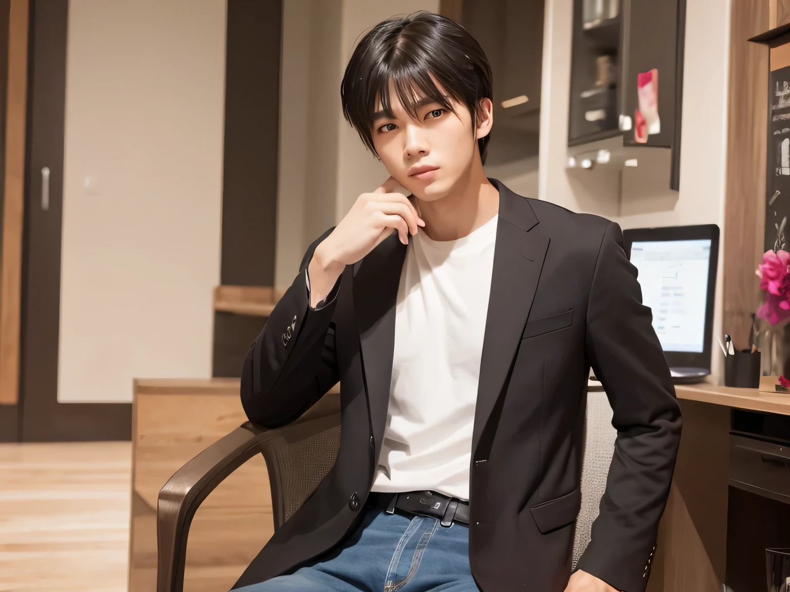 male、26 generations、ハンサムなmale、black hair、