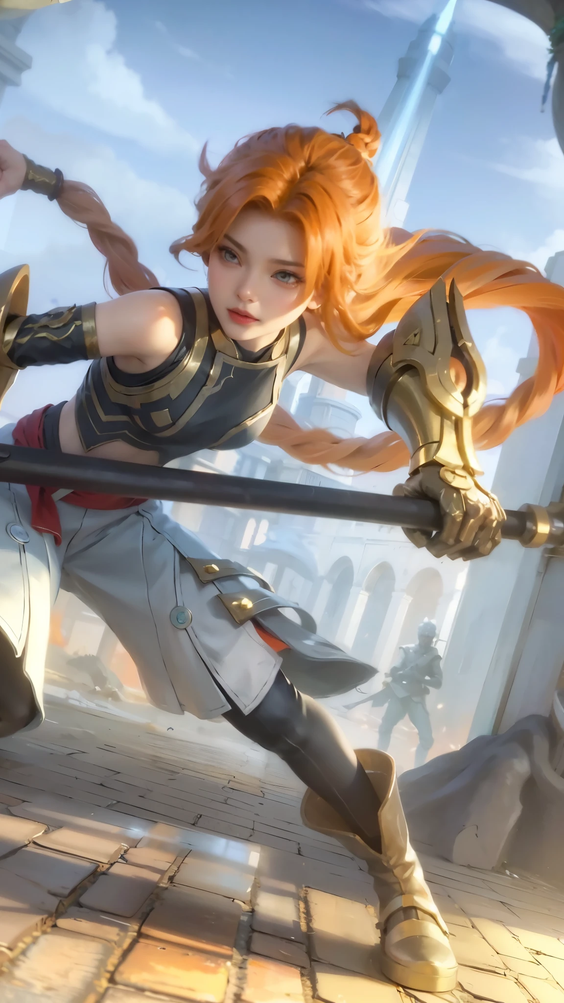a close up of a woman wearing a red hood like a ruby ​​wearing a patch over one eye, shadowbringers cinematic, 4 k detail fantasy, a beautiful fantasy empress, game cg, xianxia fantasy, xianxia hero, 2. 5 d cgi anime fantasy artwork, cinematic goddess close shot, ruan jia and artgerm, wow 4 k detail fantasy, hyperdetailed fantasy character