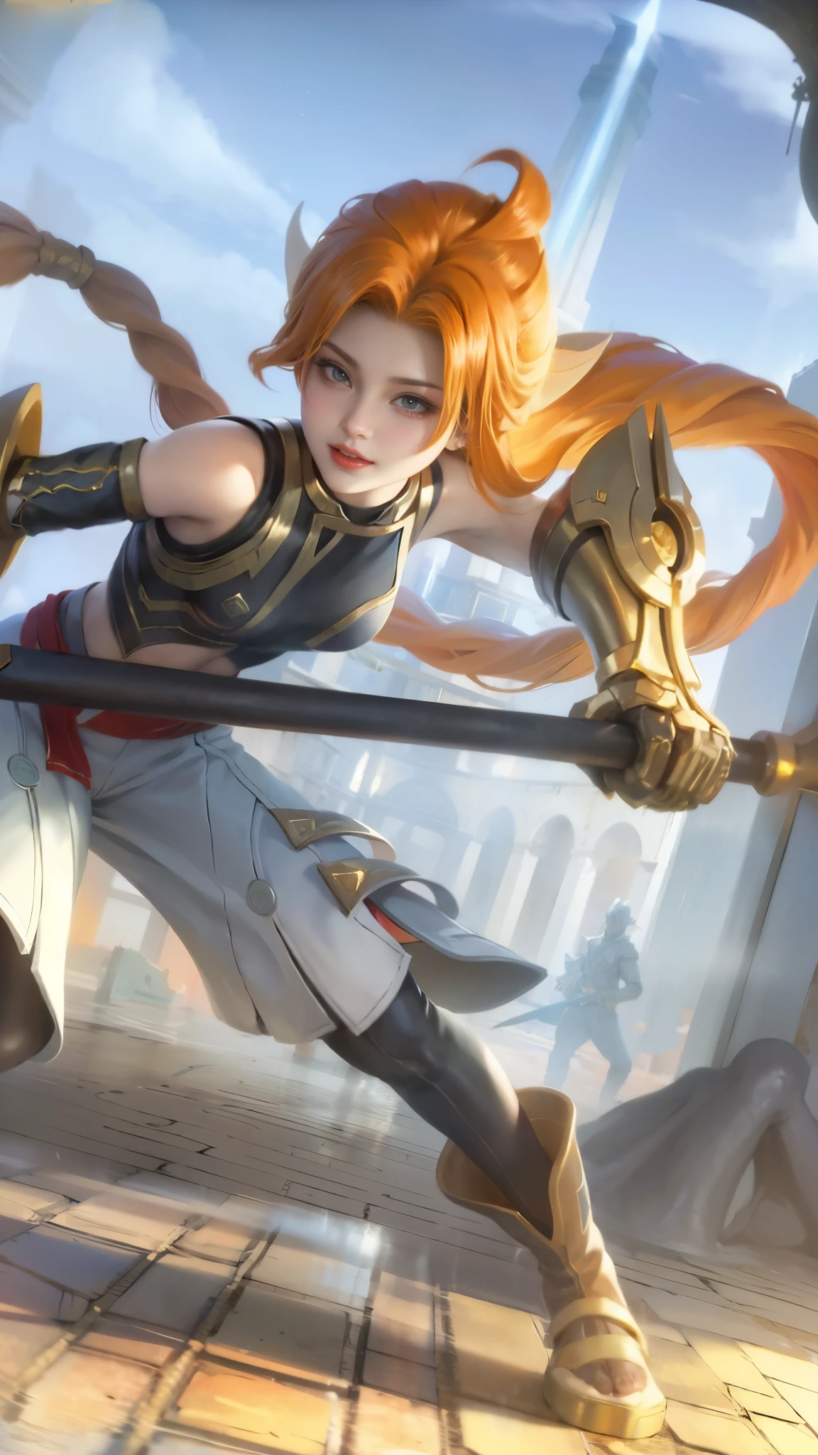 a close up of a woman wearing a red hood like a ruby ​​wearing a patch over one eye, shadowbringers cinematic, 4 k detail fantasy, a beautiful fantasy empress, game cg, xianxia fantasy, xianxia hero, 2. 5 d cgi anime fantasy artwork, cinematic goddess close shot, ruan jia and artgerm, wow 4 k detail fantasy, hyperdetailed fantasy character