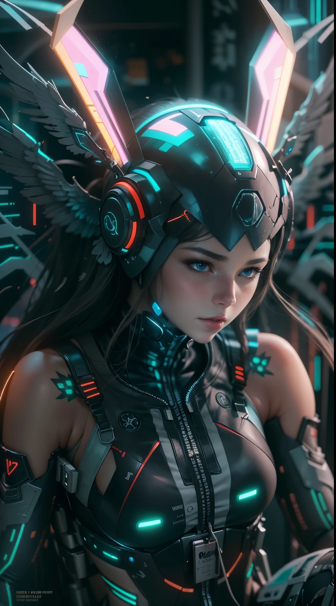 anime, cyber, girl, wings, cyber girl, cyber girl, cyber girl, cyber girl, cyber, cyberpunk art inspired by Marek Okon, cgsociety contest winner, fantasy art, beautiful cyborg angel girl, futuristic robot angel, digital cyberpunk anime art, 4k highly detailed digital art, cyberpunk cyborg wasp, 4k detailed digital art, tron angel