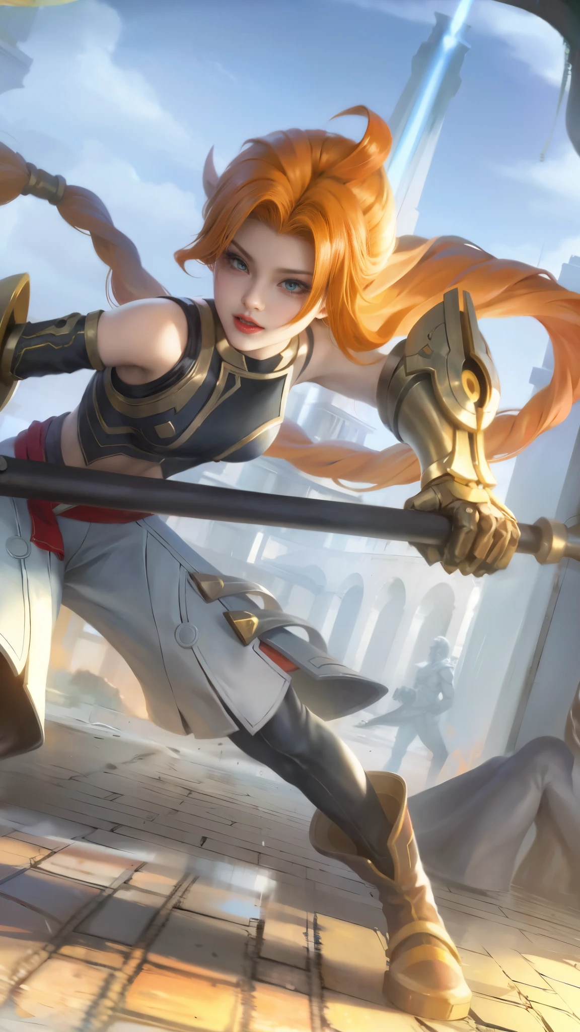 a close up of a woman wearing a red hood like a ruby wearing a patch over one eye, shadowbringers cinematic, 4 k detail fantasy, a beautiful fantasy empress, game cg, xianxia fantasy, xianxia hero, 2. 5 d cgi anime fantasy artwork, cinematic goddess close shot, ruan jia and artgerm, wow 4 k detail fantasy, hyperdetailed fantasy character