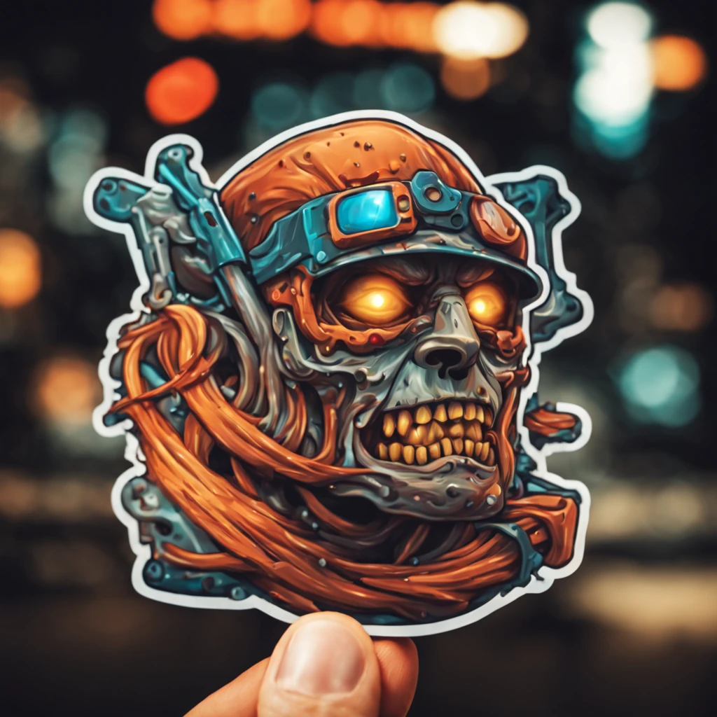 Mythcleaver in sticker long time exposure  art style