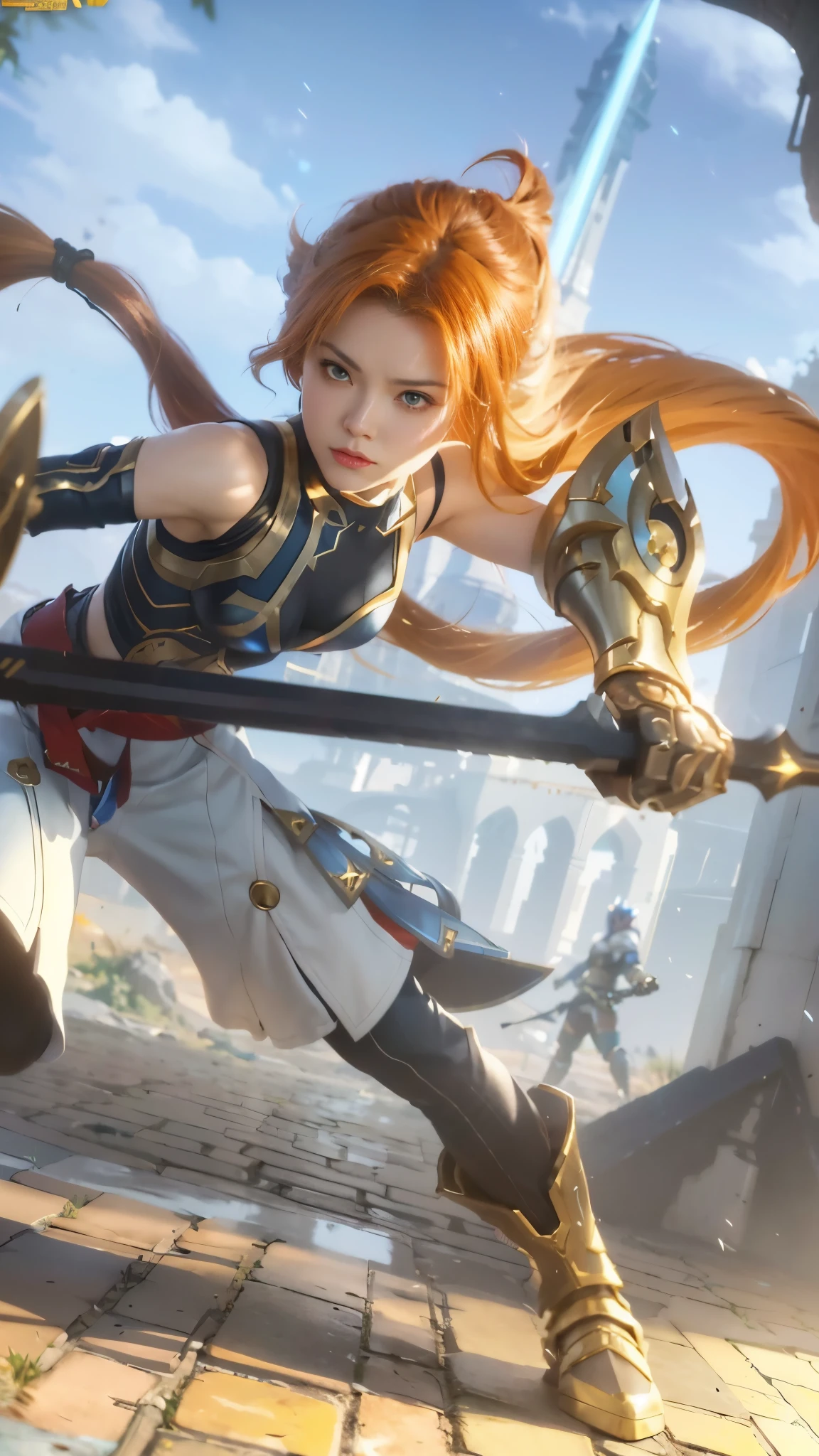 anime - style image of a woman with a sword and armor, brigitte, style artgerm, ig model | artgerm, katarina, cushart krenz key art feminine, kda, official splash art, ashe, artgerm lau, krenz cushart and artgerm, freya, artgerm style, splash art