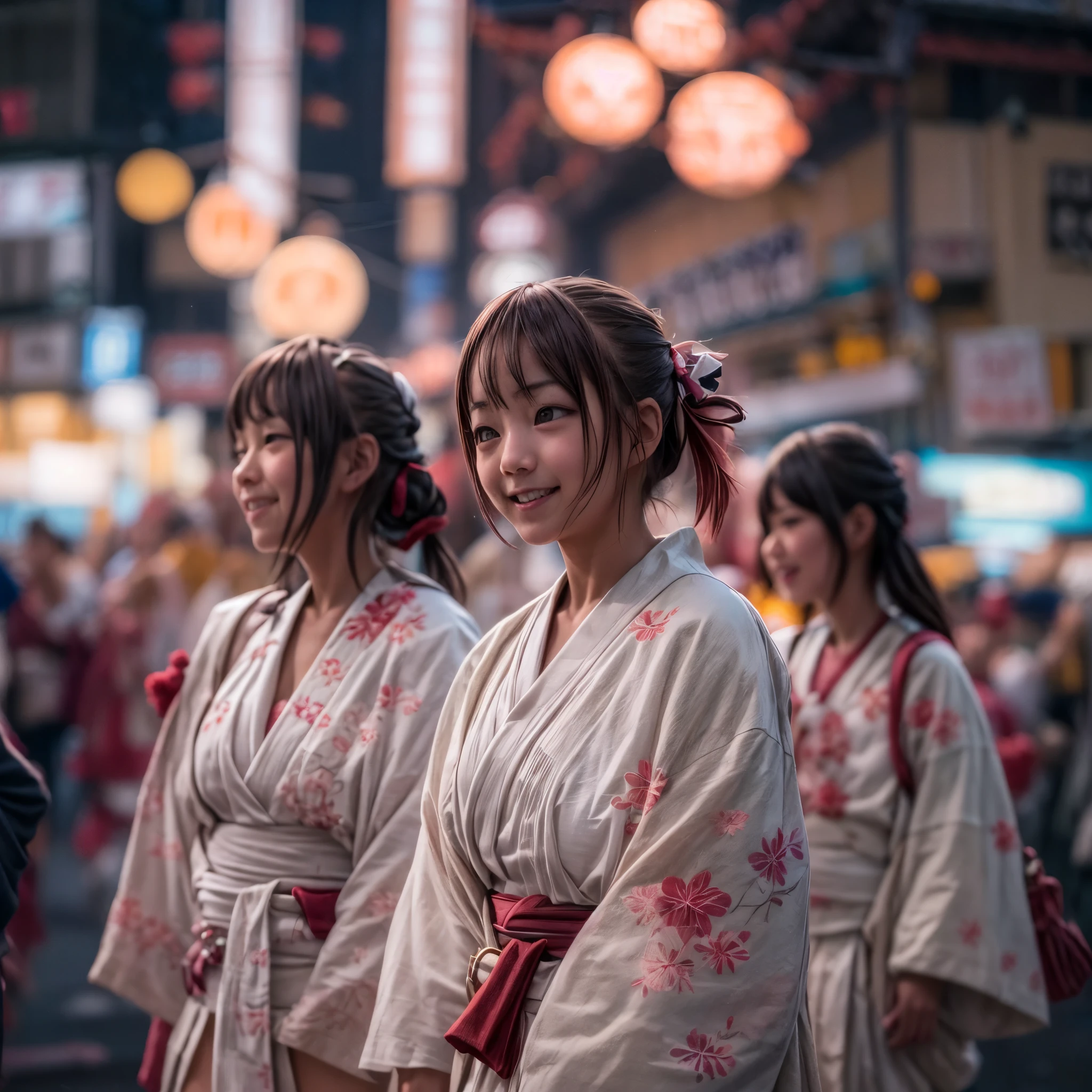 ((bokeH, Acutance:0.85, ultra-detailed:1.35)), (((from below))) . The background is the downtown area at (Twilight:1.4), (((Red-dyed clouds above hed:1.3))), { The Sky takes up more than third of the composition | (many colorful Lights:1.2) | lens flare | Burning | Haze | (luminous Particles) | Mystic sight | God rays | Lightning }, { Underboob | Oiled ivory skin | FullBody:1.2 } . (Masterpiece:1.2) of professional Analog photo with (Hasselblad), (((UltraRealistic and Photorealistic with touch of rawness:1.37, Volumetric lighting))) . ((( A group photo of KAWAII girls in WHITE Fundoshi, at Hakata Gion Ymakasa Festival ))), ((Extremely detailed KAWAII face variations)) . Assfocus with looking ahead .