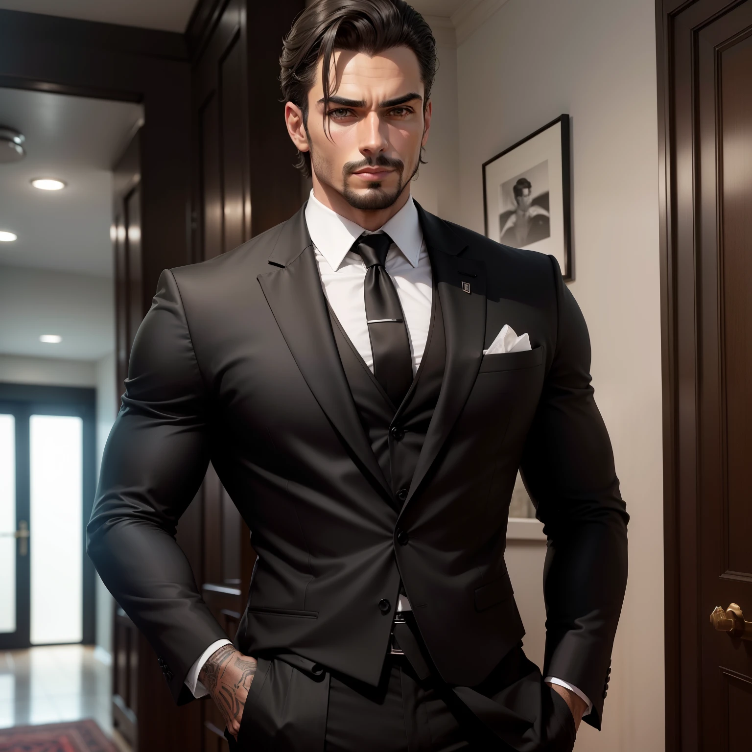 homem de terno e gravata usa terno preto, homem no terno preto, usa um terno preto, foto realistas
