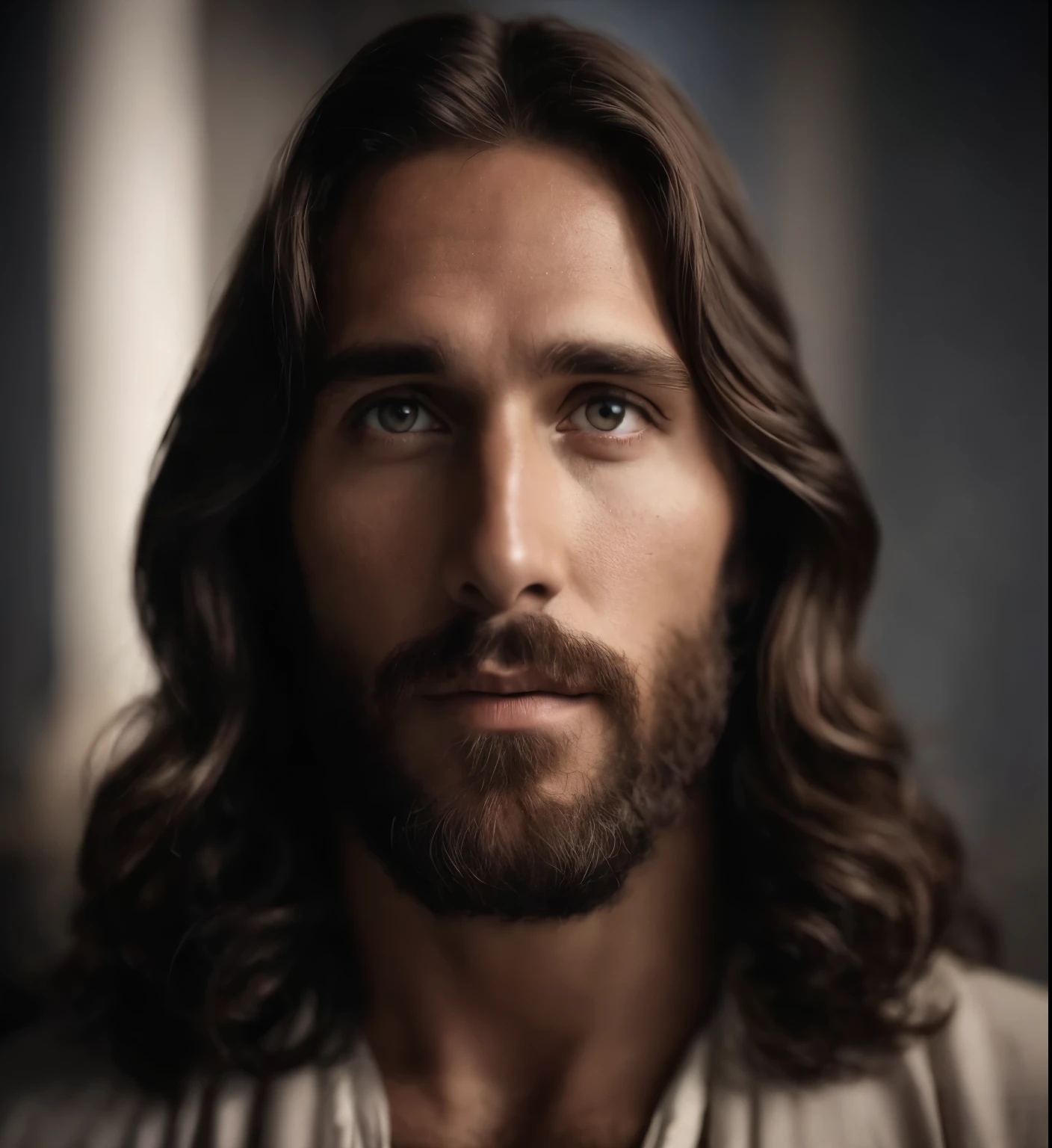 um close up de um homem com cabelos longos e barba, Jesus christ, portrait of Jesus christ, Jesus face, Jesus of nazareth, Greg Olsen, Jesus, o senhor e salvador, dressed like Jesus christ, Jesus christ in mass effect, a face de Deus, christlike, Jovem Deus Todo-Poderoso, gigachad Jesus, homem bonito, Deus olhando para mim