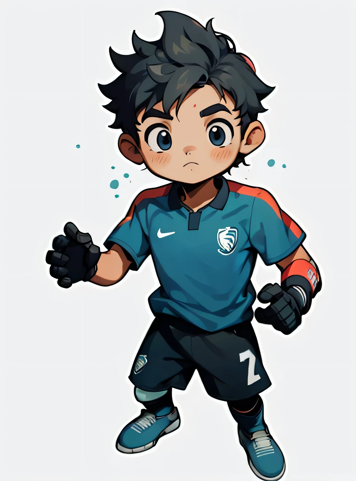 Aguarde, adesivo, 1 , jogador de futebol, fundo simples.