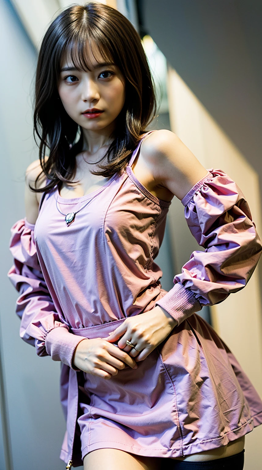(8K、RAW photo、highest quality、masterpiece:1.2)、(realistic、Photoreal)、1 girl、I have a mole next to my eye、((Princess-like white and pink mini dress、sandals、black ribbon、See-through sleeves、torn clothes、Clothes full of scratches、））、lots of eyelashes、glitter on eyelids、black knee high socks、Skeletally correct、thighs open、medium long hair、sweaty body、attractive body beautiful perfect body、Beautifully aligned fingertips、chained on the hands and feet、mouth covered、dungeon、 chamber、nervous look