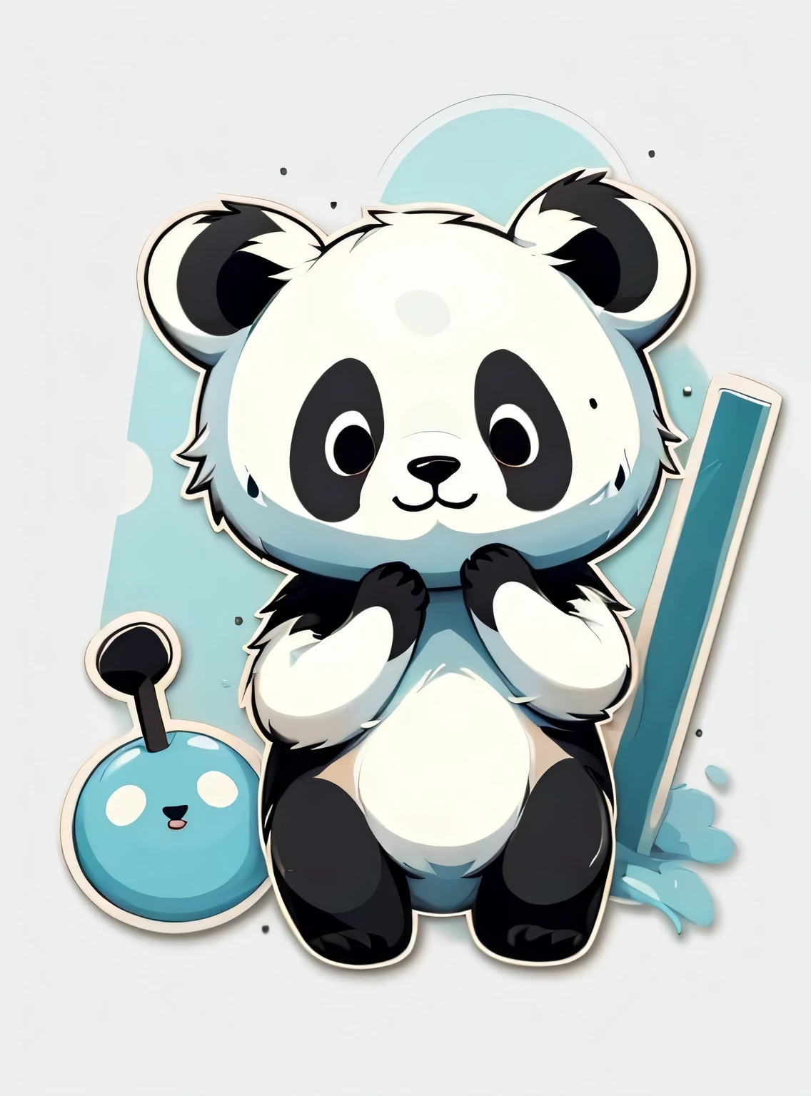 Cute giant panda head，figura de pau，telha，limpo e organizado，estilo minimalista，fachada，Fofo burro