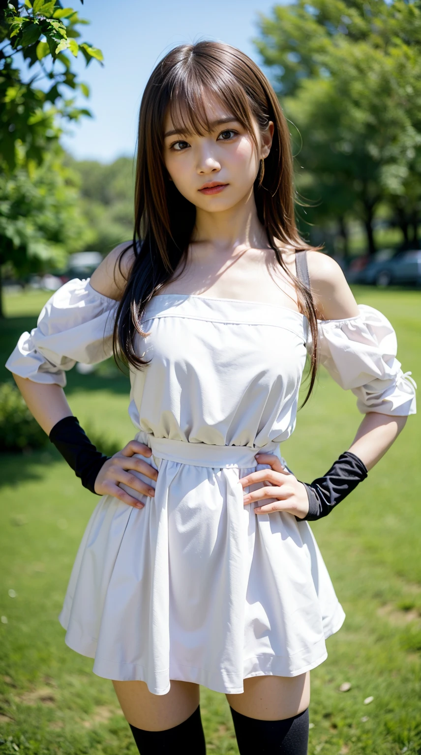 (8K、RAW photo、highest quality、masterpiece:1.2)、(realistic、Photoreal)、1 girl、I have a mole next to my eye、((Princess-like white and pink mini dress、sandals、black ribbon、See-through sleeves、torn clothes、Clothes full of scratches、））、lots of eyelashes、glitter on eyelids、black knee high socks、Skeletally correct、thighs open、medium long hair、sweaty body、attractive body beautiful perfect body、Beautifully aligned fingertips、chained on the hands and feet、mouth covered、dungeon、 chamber、nervous look
