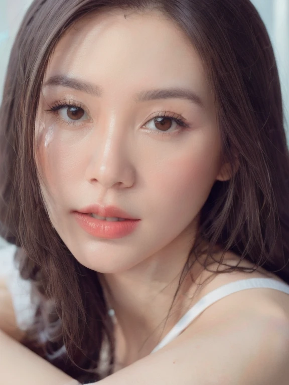 (realistic、masterpiece、Best Quality、8K、highres、high resolution:1.3)、1 girl、Big breasts、white bikini、looking at viewers、super fine face and eyes、long hair、upper body、
