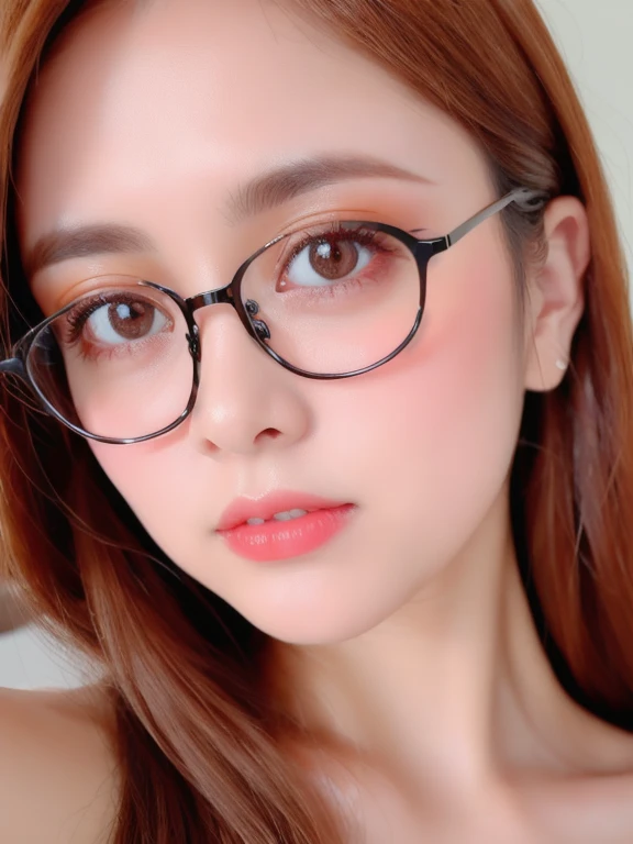(realistic、masterpiece、Best Quality、8K、highres、high resolution:1.3)、1 girl、Big breasts、glasses、 bikini、looking at viewers、super fine face and eyes、long hair、upper body、