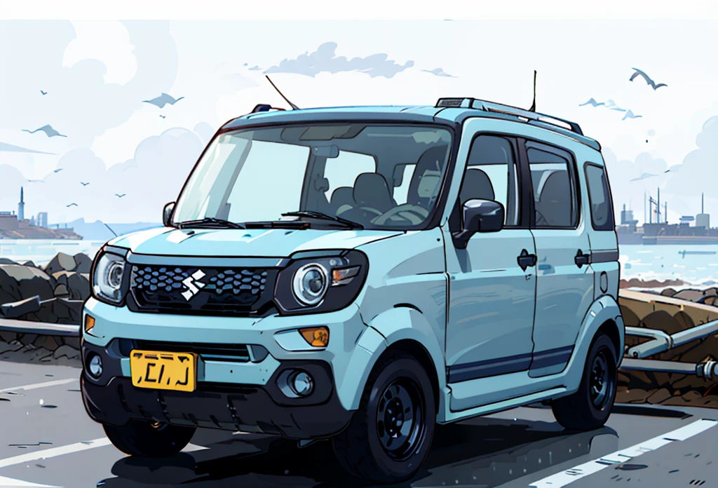 full length２０％short、Deformed、Suzukiスペーシアギア, Group B, Suzuki,WRC,Two-tone light blue and gunmetal、Akira Toriyama's style、Ride along the sea