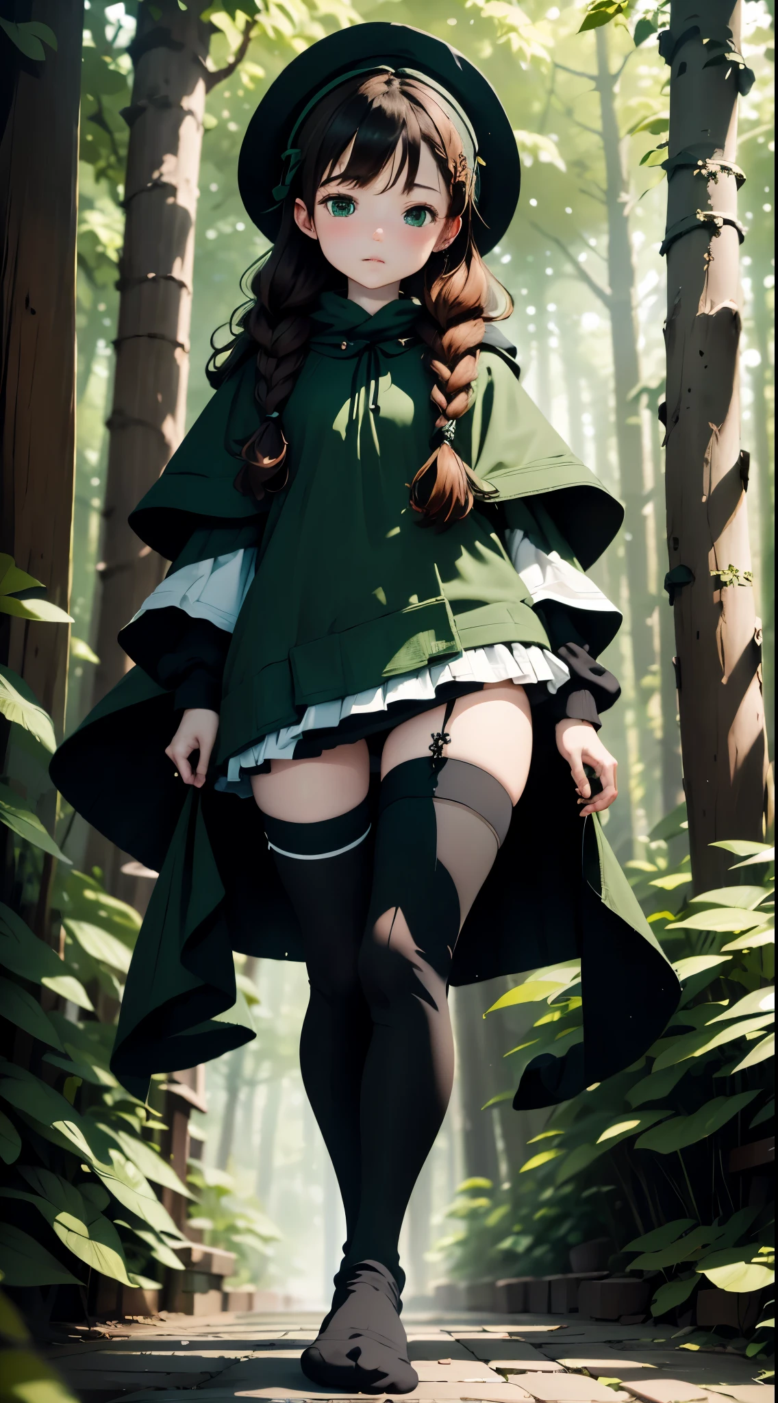 A close up of a woman in a green dress and hat - SeaArt AI