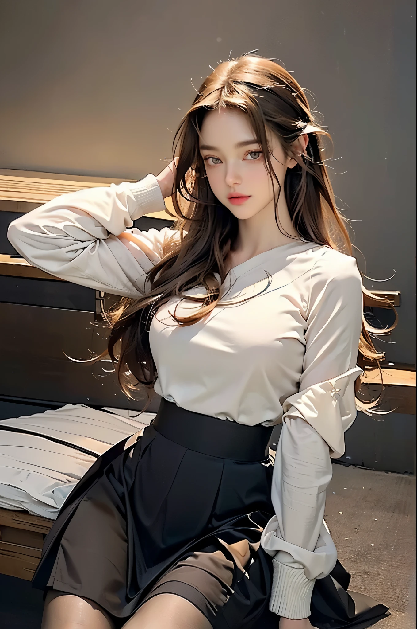 bluearchiveHifumi, Hifumi, brown hair, hair between eyes, hairpin, hair ribbon, halo, long hair, low Double tail, side lock, Double tail, wings hair accessories, (brown eyes:1.5), (flat chest:1.),
rest black pantyhose, black skirt, long sleeves, pantyhose, pleated skirt, ribbon, Uniforms, Sefuku, skirt,
rest looking at viewer,
rest indoors, classroom,
rest (masterpiece:1.2), best quality, high resolution, unified 8k wallpaper, (illustration:0.8), (Beautiful and delicate eyes:1.6), extremely detailed face, perfect lighting, Extremely detailed CG, (perfect hands, perfect anatomy),(huge breasts:1.2),wet skin((rogue))Cool atmosphere,