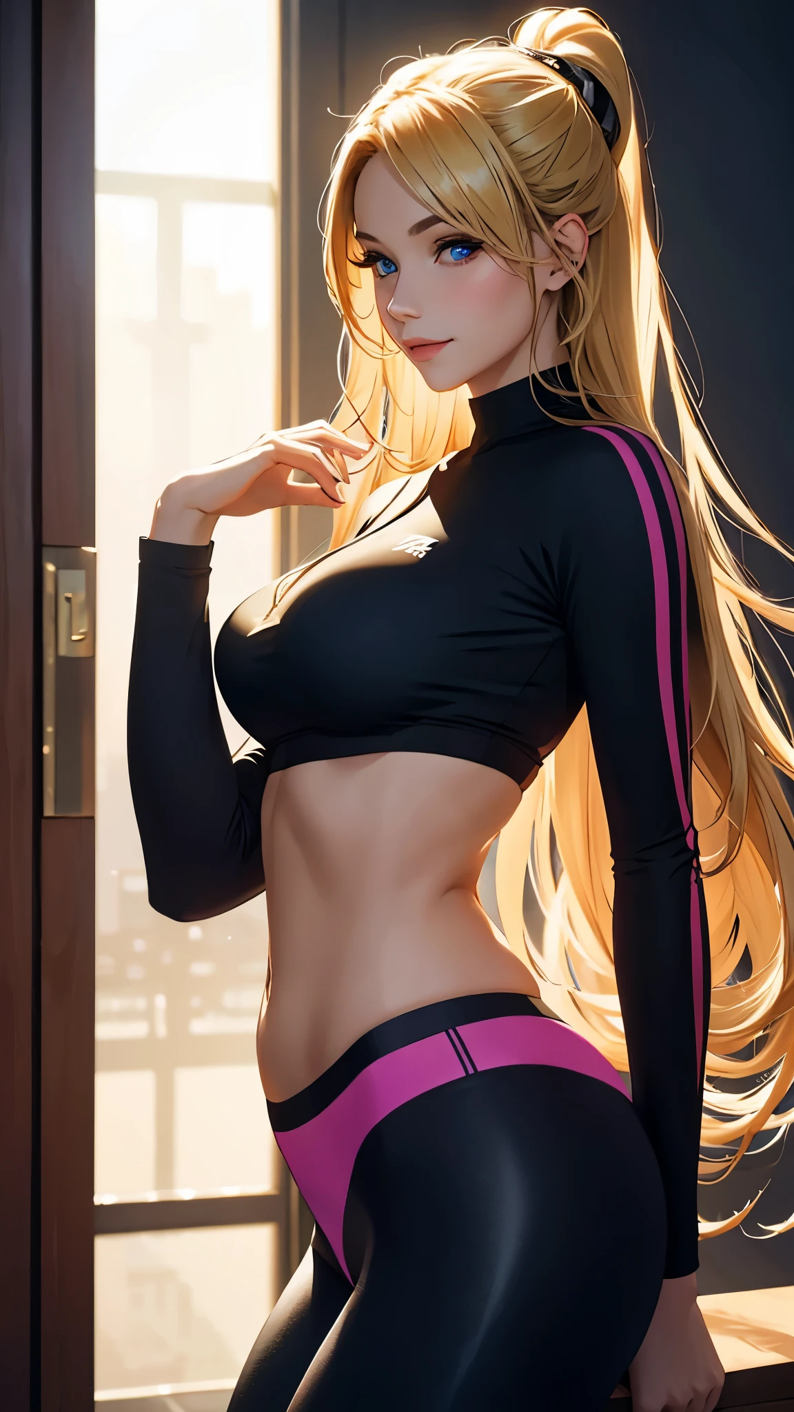 "(8k, 4k, best quality, highres, ultra high res:1.1), (masterpiece, realistic, photo-realistic:1.1), 1 grown woman, Pamela Reif, perfect anatomy, toned abs, flat chest, wearing set of long-sleeved silk pajamas."