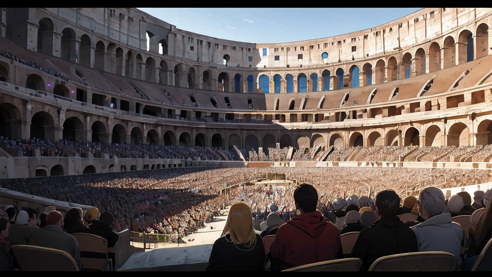 Audience seats, crowds, cheers, gladiator, colosseum, medieval era