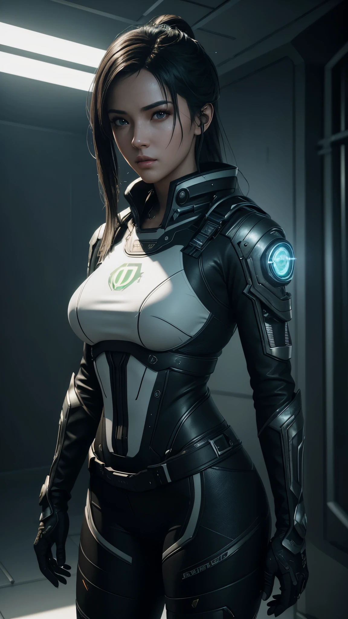 ((Best quality)), ((masterpiece)), (detailed:1.4), 3D, an image of a beautiful cyberpunk female,HDR (High Dynamic Range),Ray Tracing,NVIDIA RTX,Super-Resolution,Unreal 5,Subsurface scattering,PBR Texturing,Post-processing,Anisotropic Filtering,Depth-of-field,Maximum clarity and sharpness,Multi-layered textures,Albedo and Specular maps,Surface shading,Accurate simulation of light-material interaction,Perfect proportions,Octane Render,Two-tone lighting,Wide aperture,Low ISO,White balance,Rule of thirds,8K RAW,