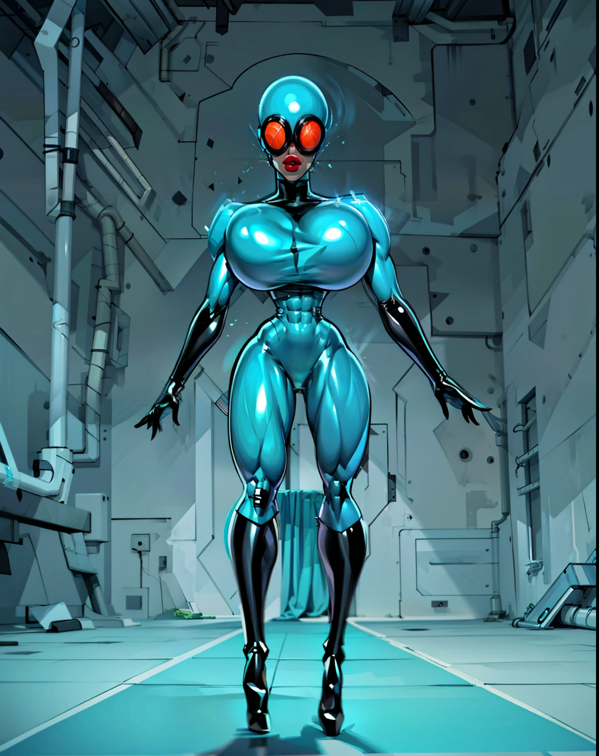 (dark lighting), (ultra intricately detailed), (super-detailed CG: 1.2) , (8K: 1.2),(Original), ((madeline fenton)), (Aletta ocean face), latex body, ((covered head)), ((goggles)), (Masterpiece), (blue bodysuit)), (danny phantom character), (black gloves), (Best quality),(Masterpiece:1.4),Anime-ish high quality,(Masterpiece),(gigantic breasts), black neck piece, (black arm gloves), (blue thighs), Masterpiece, (heels), Super clear picture quality,Clearer than movies,(Fine face)Best quality, absurderes,((masterpeace, 4K, 8K, Yes, A high resolution))1girll, Ten-pack abs,Ten-pack abs,Ten-pack abs,Ten-pack abs,Ten-pack abs,Ten-pack abs,Ten-pack abs