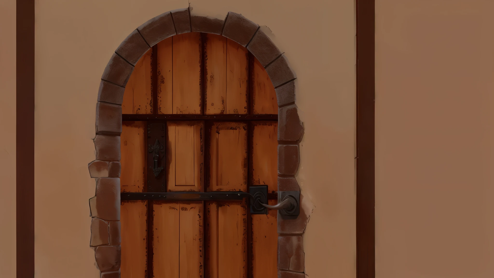 there is a door with a wooden frame and a metal handle, in a dungeon background, doorway, iron arc gate door texture, random background scene, door, doorways, dungeon background, tall door, doors, prison background, arched doorway, open door, a digital painting, background art, iron gate door texture, many doorways, castle