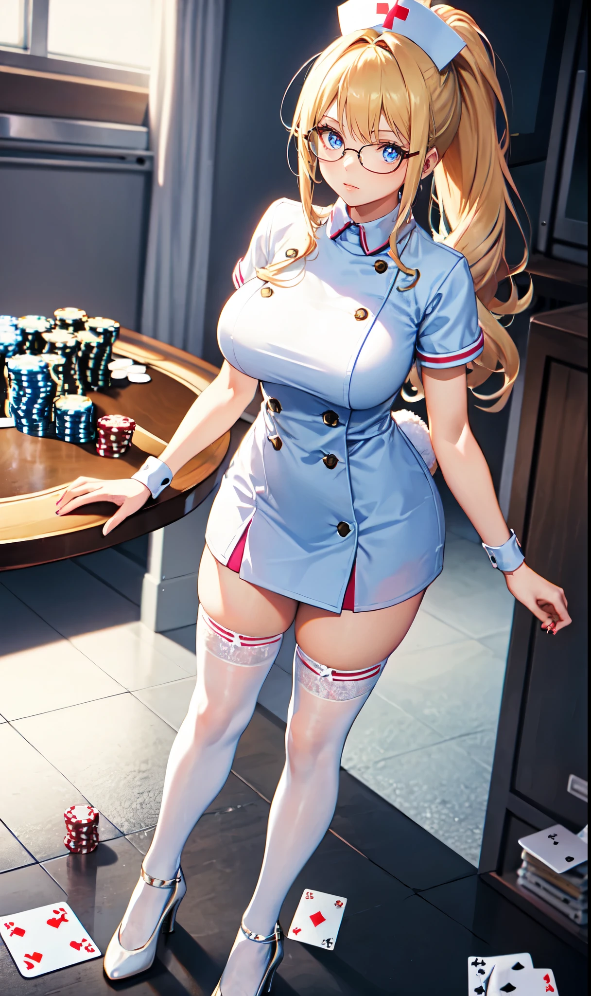 animesque、moe、adult woman、Female sexy、1Man Woman、huge tit、a blond、The long-haired、bunnygirl、Casino reception