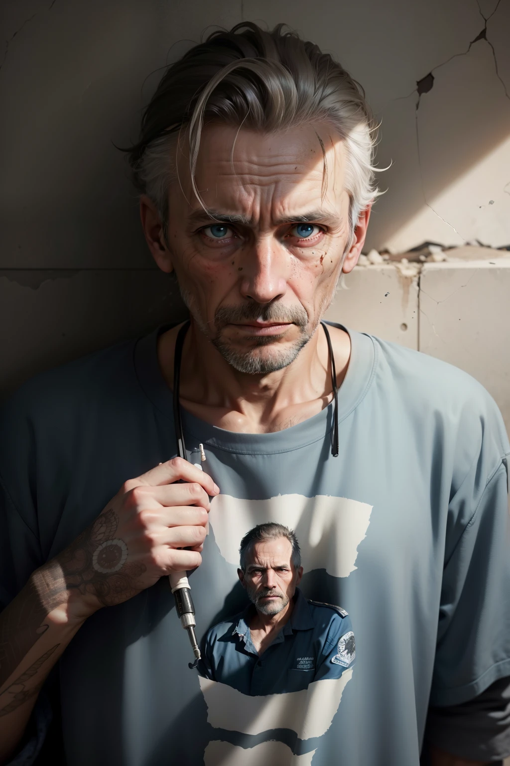 Title: Shattered Lives: Portraits of Individuals Stricken by Fentanyl
In the grim, unforgiving realm of substance abuse, the opioid crisis has reached an unprecedented magnitude, leaving a trail of destroyed lives in its wake. This portrait series aims to humanize the faces behind the statistics, to show the profound impact of Fentanyl on individuals and their families.
1. John, a middle-aged man with worry-lined features and sunken eyes, clutches a syringe, a testament to his desperate struggle with addiction. His clothes are disheveled, a stark reminder of the chaos that has seized him.
2. Sara