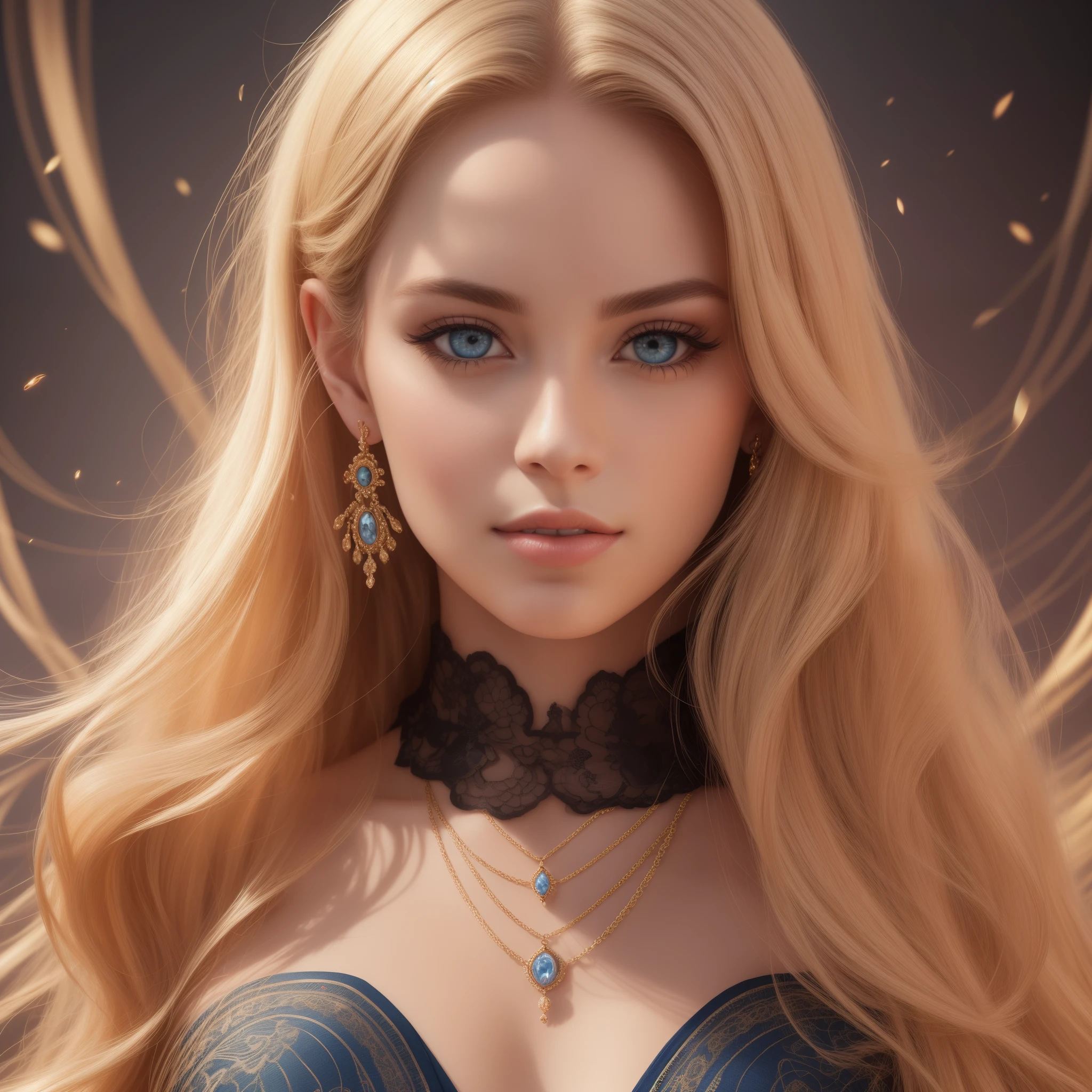 (best quality,4k,8k,highres,masterpiece:1.2),ultra-detailed,(realistic,photorealistic,photo-realistic:1.37),portrait,detailed facial features,huge blue eyes,long blonde hair,dark eyelashes,perfectly shaped eyebrows,rosy cheeks,flawless skin, seductive expression, bright red lips, shiny lip gloss, cryptocurrency symbols floating around her, golden aura, elegant pose, modern background with digital elements, professional lighting setup, vibrant colors