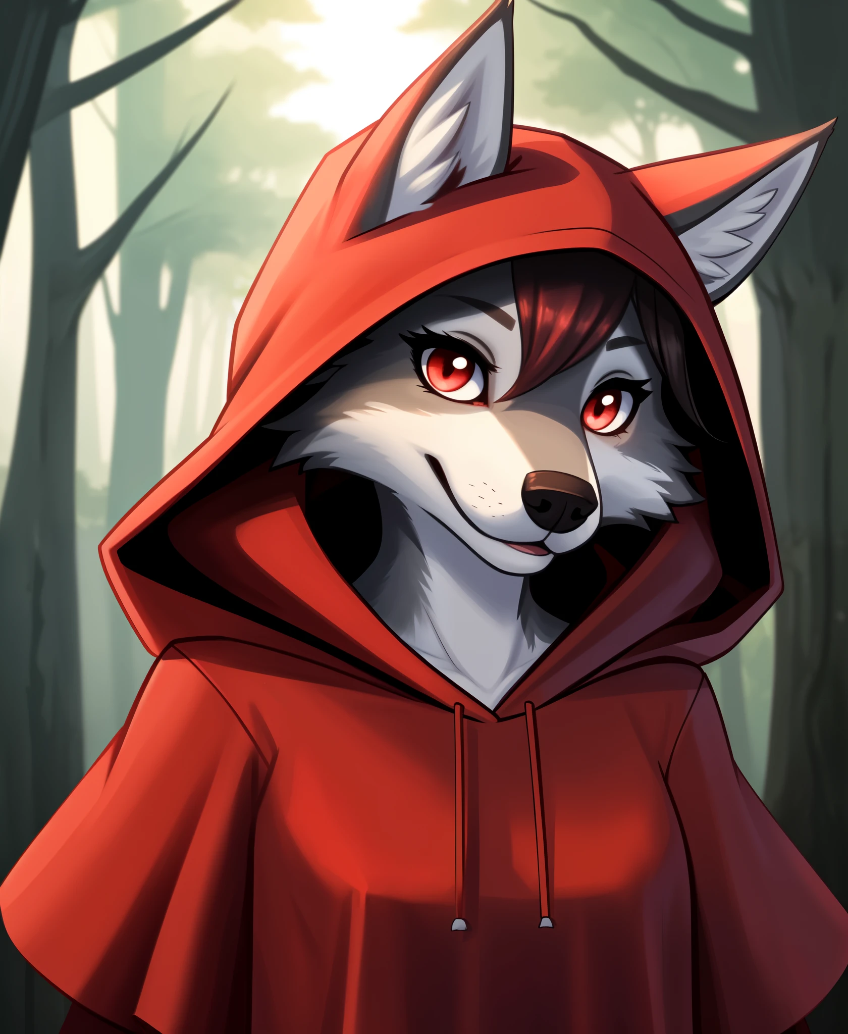 1girl, wolf_girl, little_red_riding_hood, boopable_snoot,