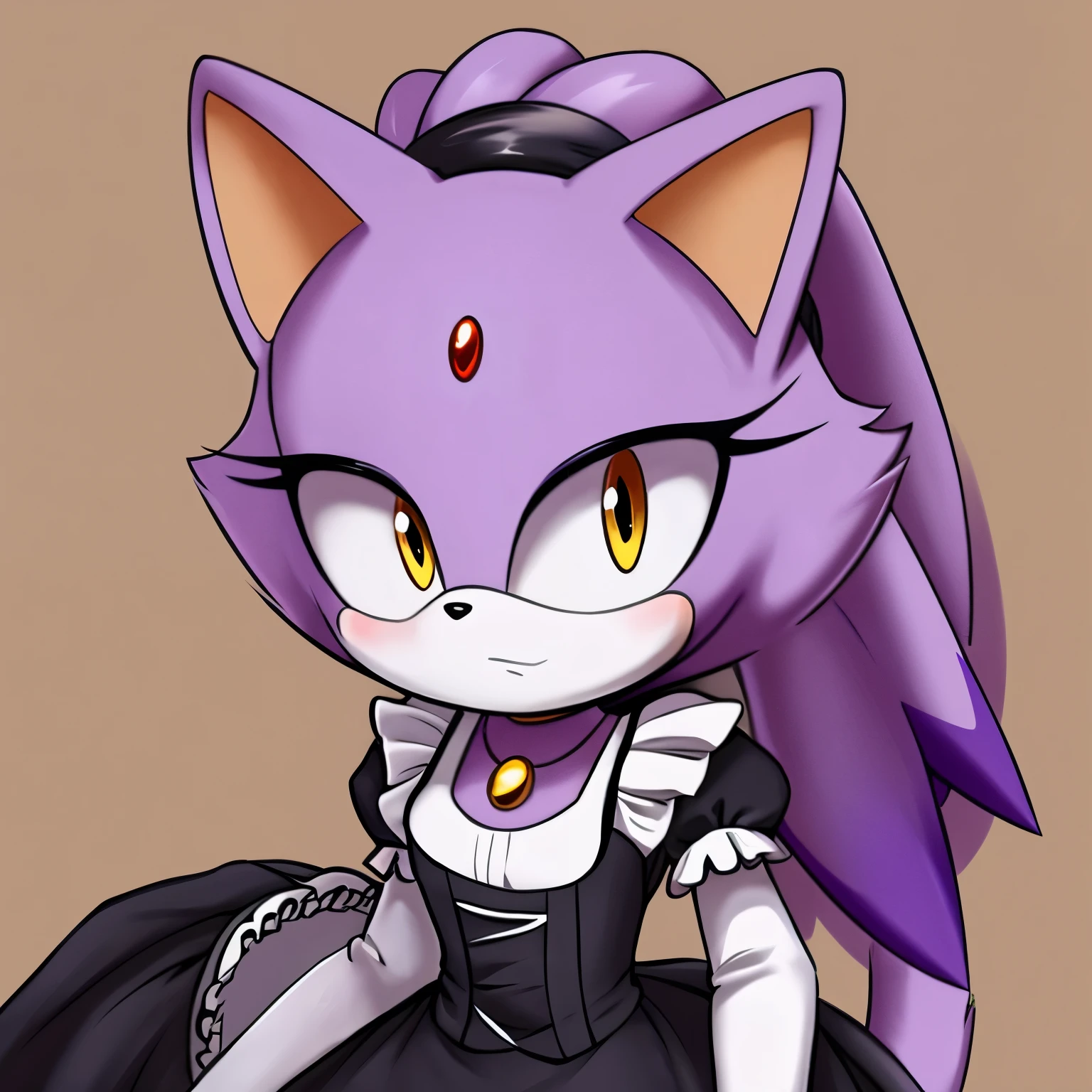 Blaze the Cat with her hair down, maid attire
