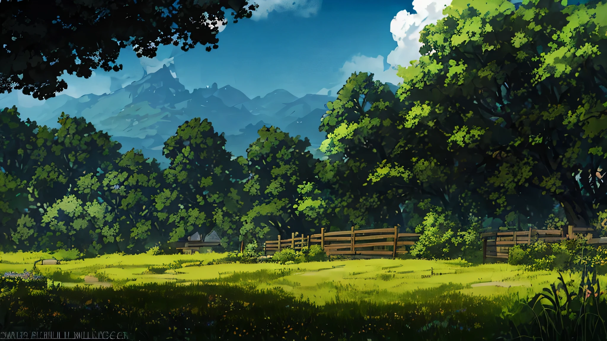 There is a photo of a farm and a house with a fence., anime countryside landscape, anime background art, anime scenery, anime scenery concept art, anime scenery wallpaper, beautiful anime scenery, studio glibly makoto shinkai, anime scenery, makoto shinkai&#39;Style, anime movie background, distant village background, anime background, beautiful anime scene, studio ghibli landscape