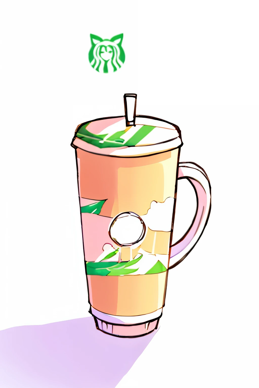 It&#39;s a Starbucks cup with a white background, estilo anime, copo com a logo do starbucks