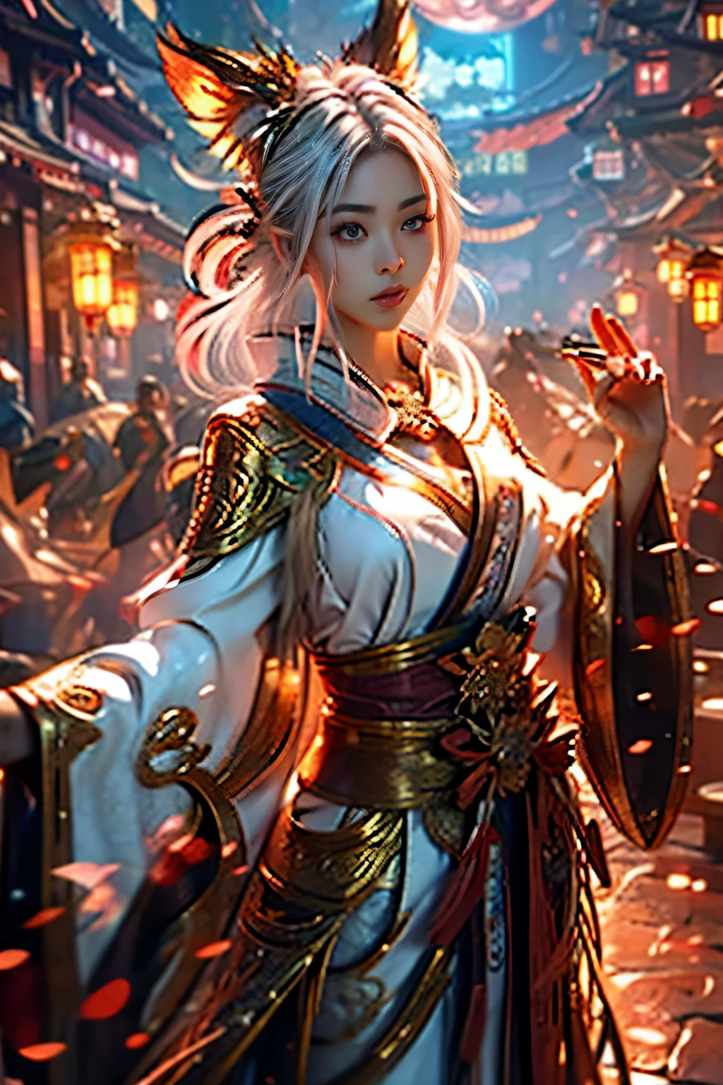 Zerg Queen Beautiful Girl: Ranlinger, 18 years old, (chinese princess:1.6), Messy Hair, oil, Romanticism painting, beautiful Perfect Face, Soft Skin, Perfect Face, Yasutomo Oka's painting style, Big firm Breasts, hard nipples, red long china dress, The chest of the dress is wide open, breasts exposed, cleavage is exposed, Add light purple and purple, Add Light Red, Intricate details, Splash screen, 8K resolution, masterpiece, viewer looking up her from ground, Serious, Sharp Eyes, Break, white Blonde, dynamic sexy poses, sweat, long red cape, (mysterious magic circle background, universe, stars, colorful star lights:1.3), Colorful background, universe, aurora, Sharp Eyes, Break, white Blonde, Strong winds, Colorful light,