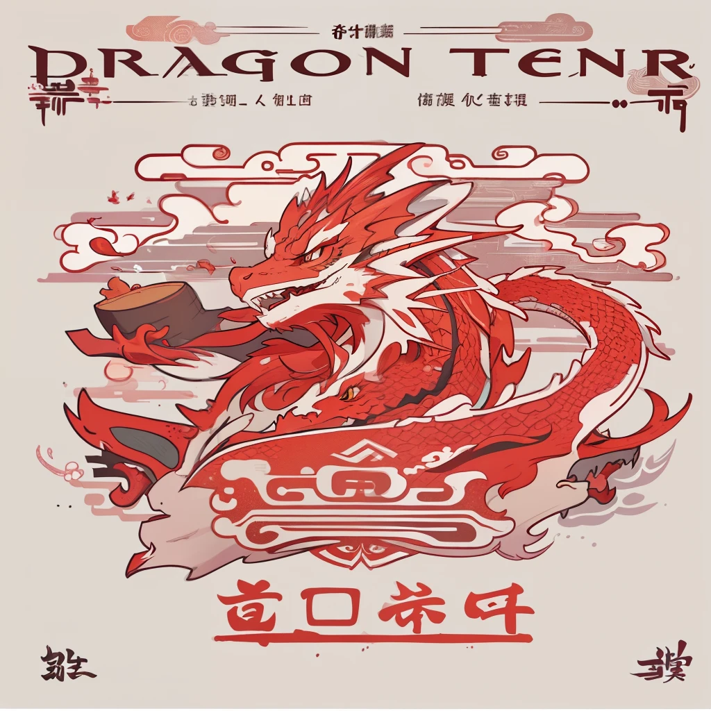 a red and white dragon is on the cover of a magazine, chinese dragon, china silk 3d dragon, dragon, smooth chinese dragon, dragon design language, a red dragon, red dragon, dragon art, chinese dragon concept art, a dragon, majestic japanese dragon, chinese dragon engrave, Paper-cut art, traditional Chinese, traditional Chinese art, dragon, lung,ink, splash art,dragon,Spring Festival,Happy New Year