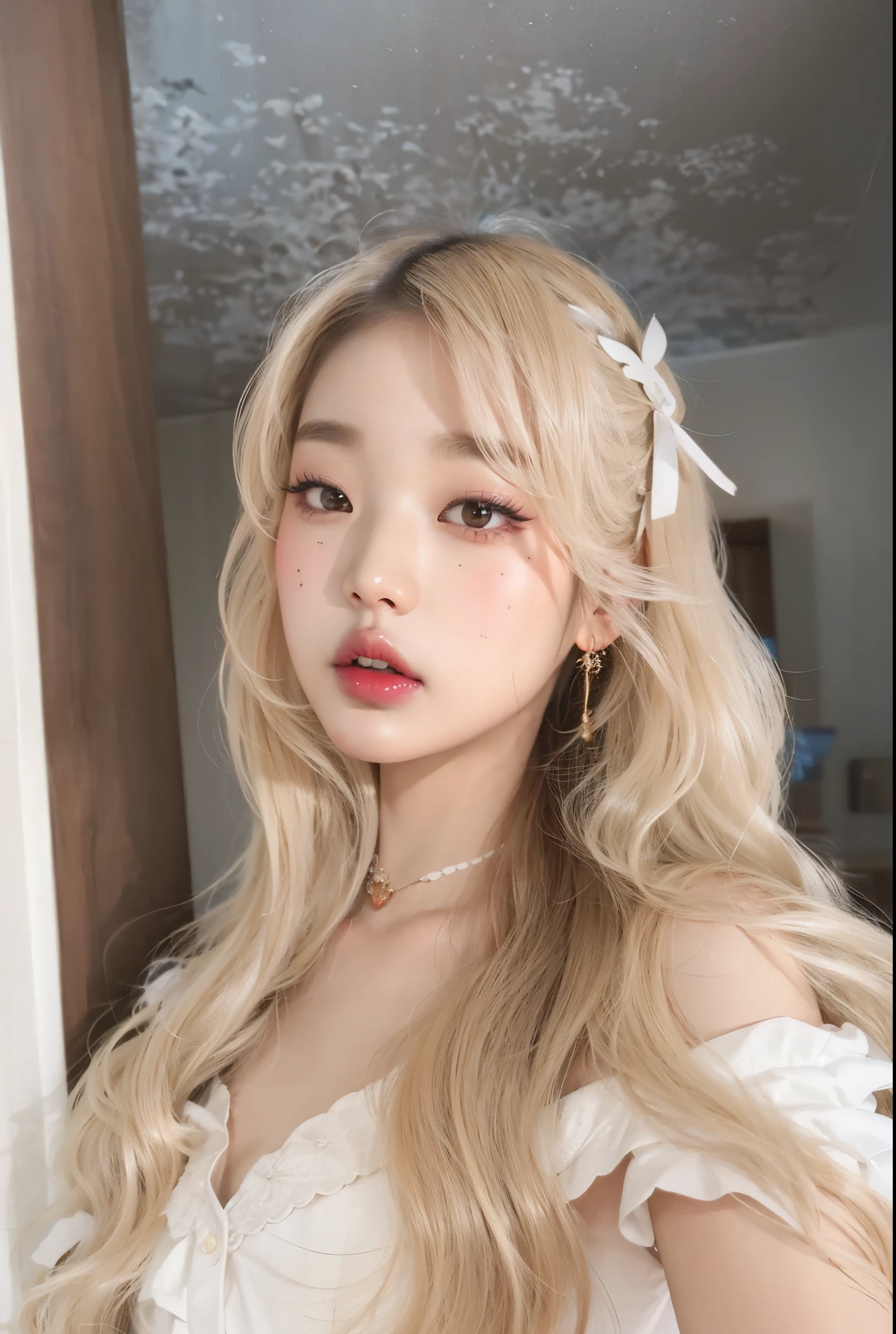 Un primer plano de una mujer con el pelo largo y negro que lleva un estrangulador, Jinyoung Shin, Jaeyeon Nam, Retrato de Jossi de Blackpink, maquillaje popular de Corea del Sur, maquillaje coreano popular, Wan adorable cara coreana, portrait of female Korean idol, Gongbi, Sha Xi, con cara redonda, Heonhwa Choe, Bae Suzy, Hermosa mujer surcoreana, Blackpink Jennie