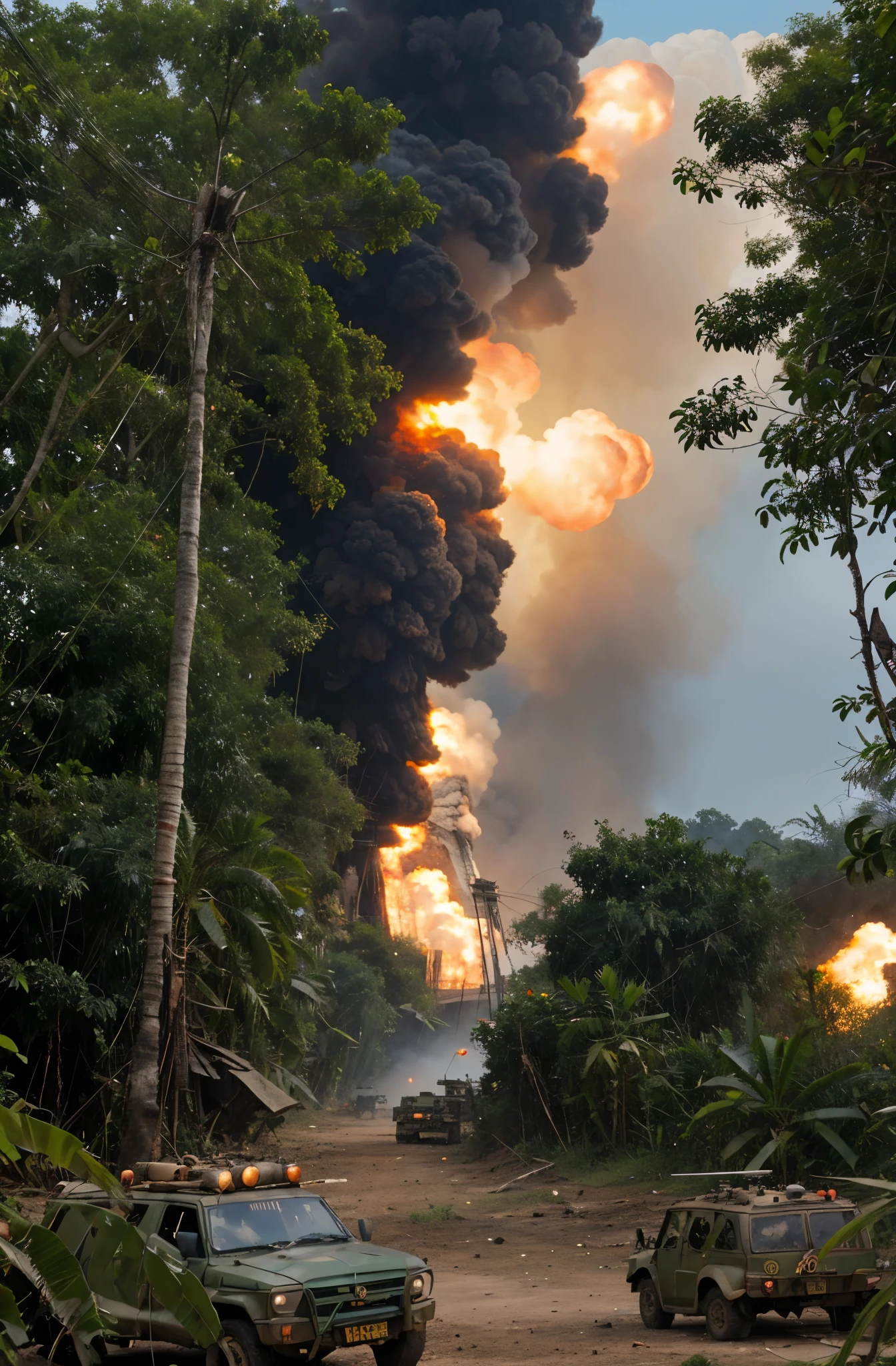 War, Jungle, Vietnam war, explosions, bombs, jungles, jets, helicopters
